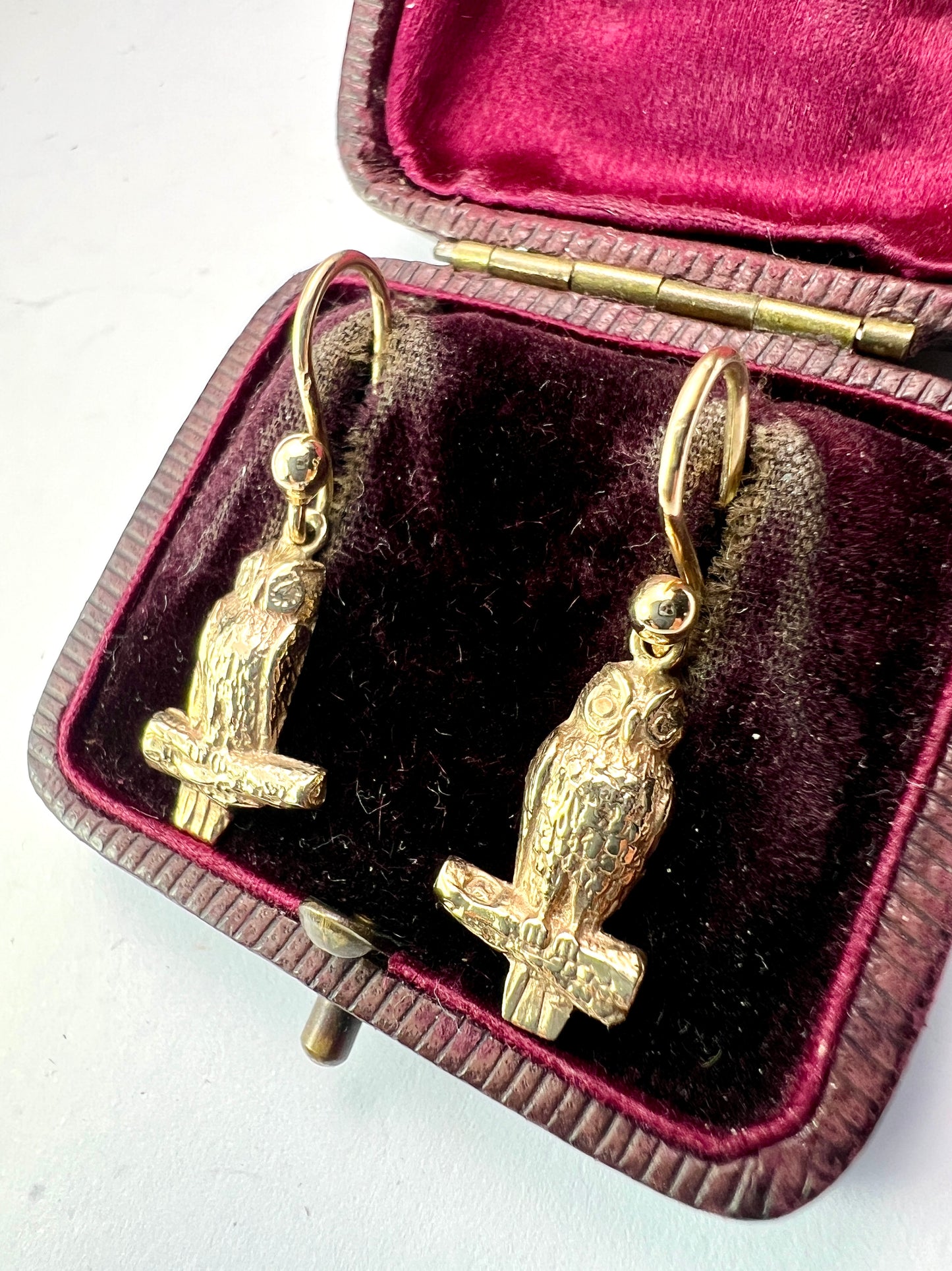 Vintage 9CT Gold Dangling Owl Earrings