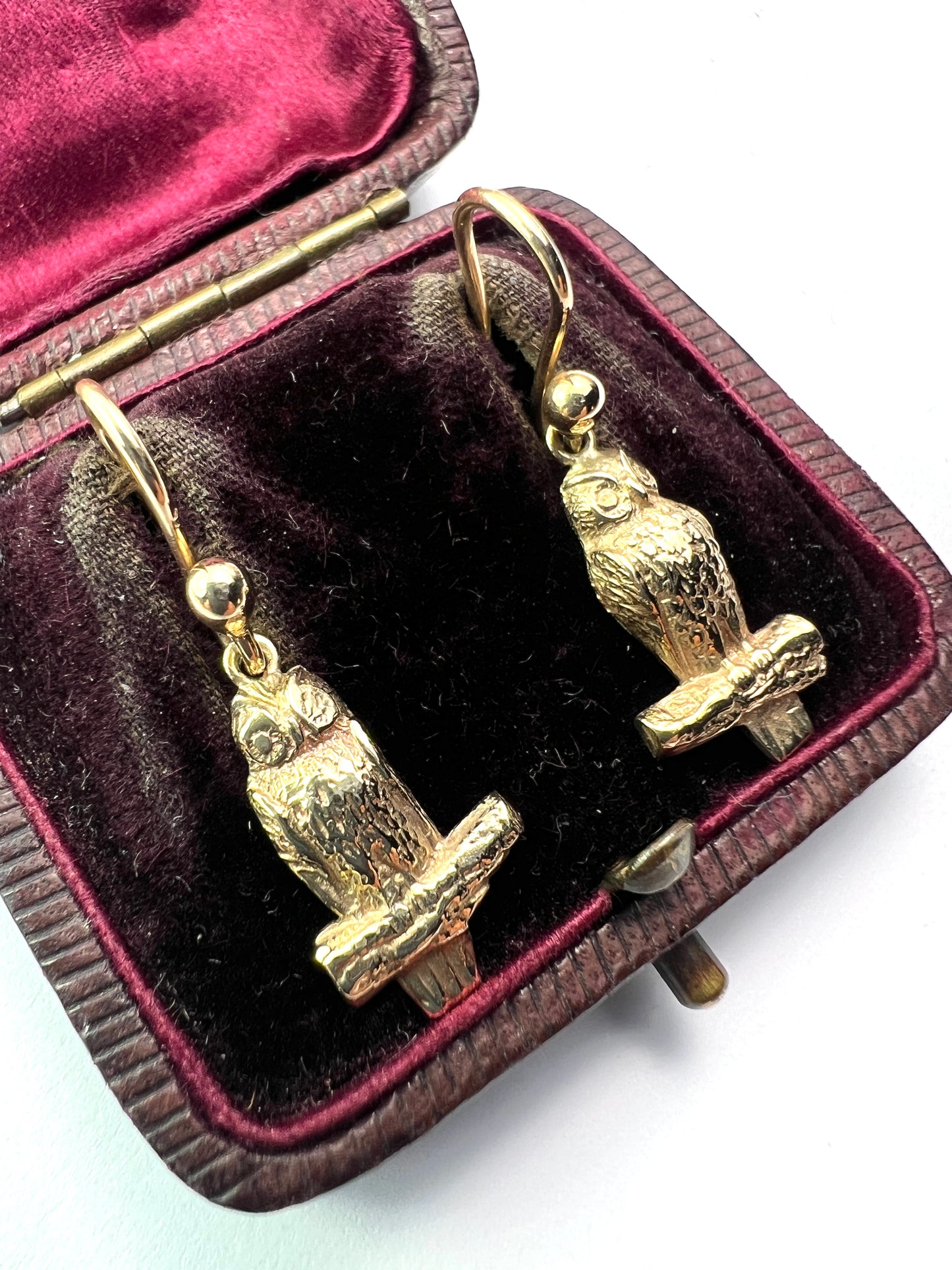Vintage 9CT Gold Dangling Owl Earrings