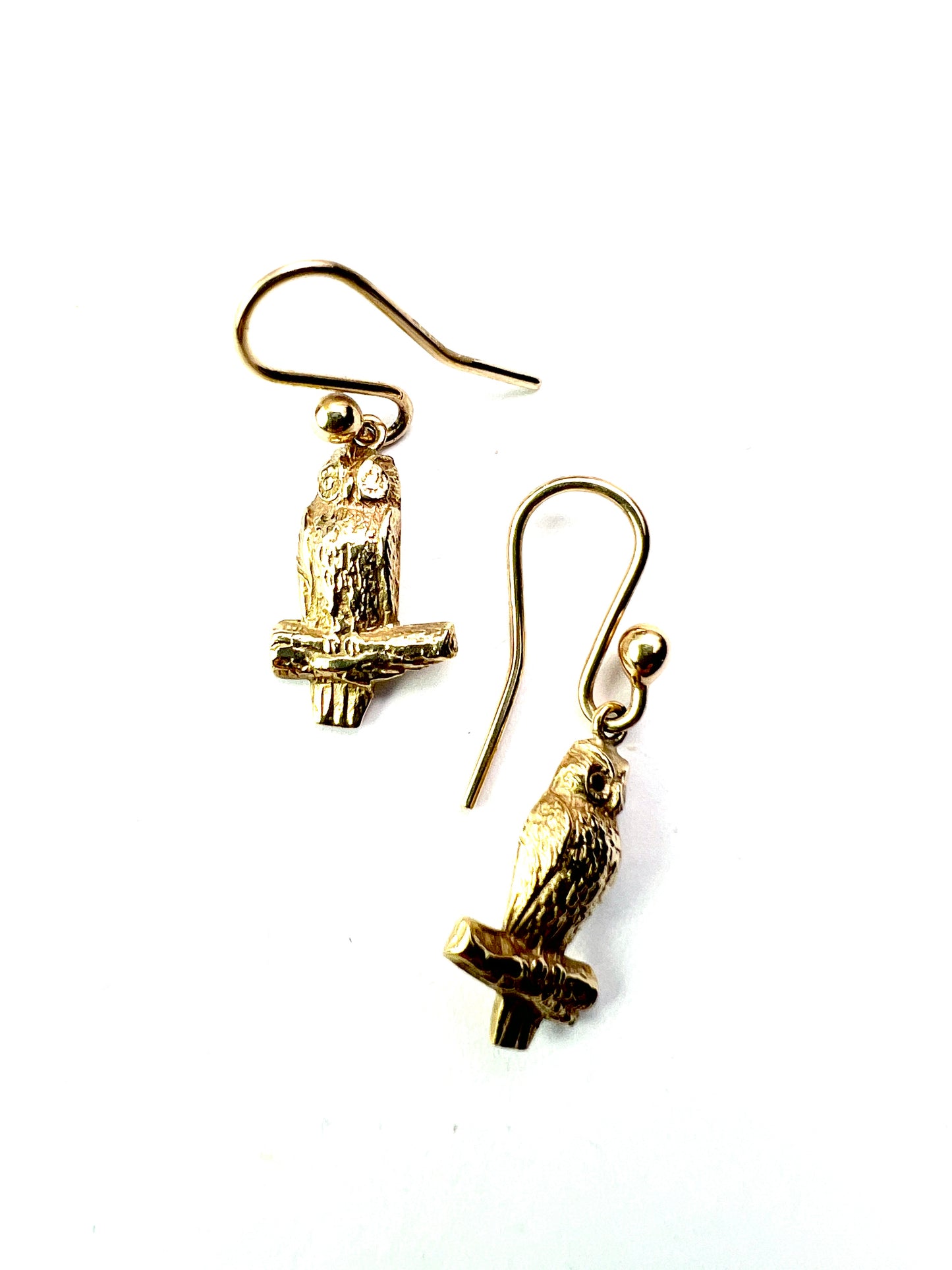 Vintage 9CT Gold Dangling Owl Earrings