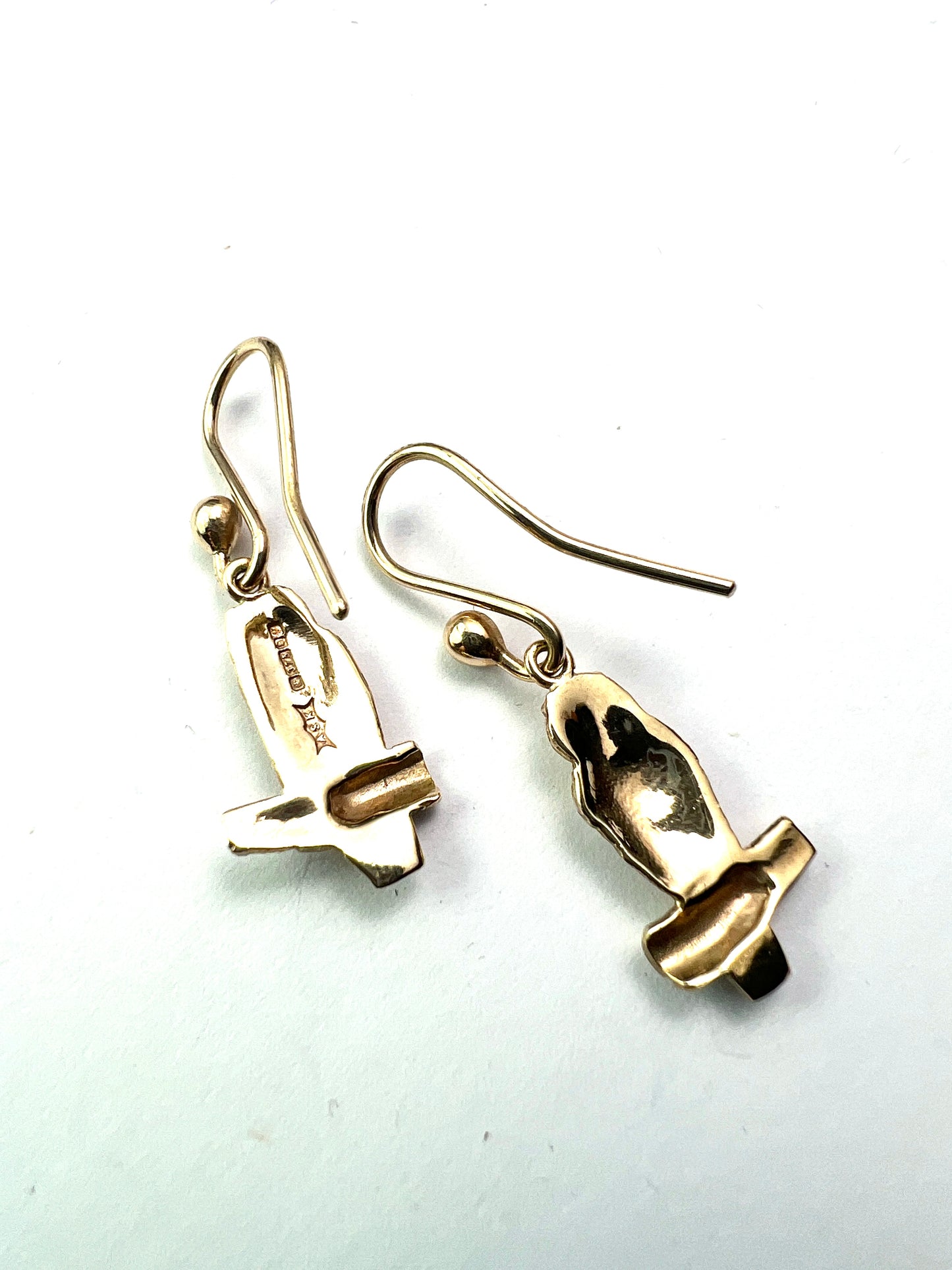 Vintage 9CT Gold Dangling Owl Earrings