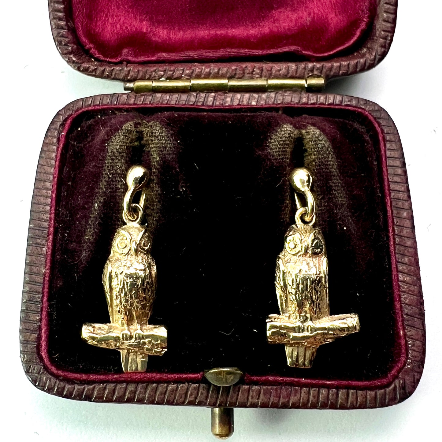 Vintage 9CT Gold Dangling Owl Earrings