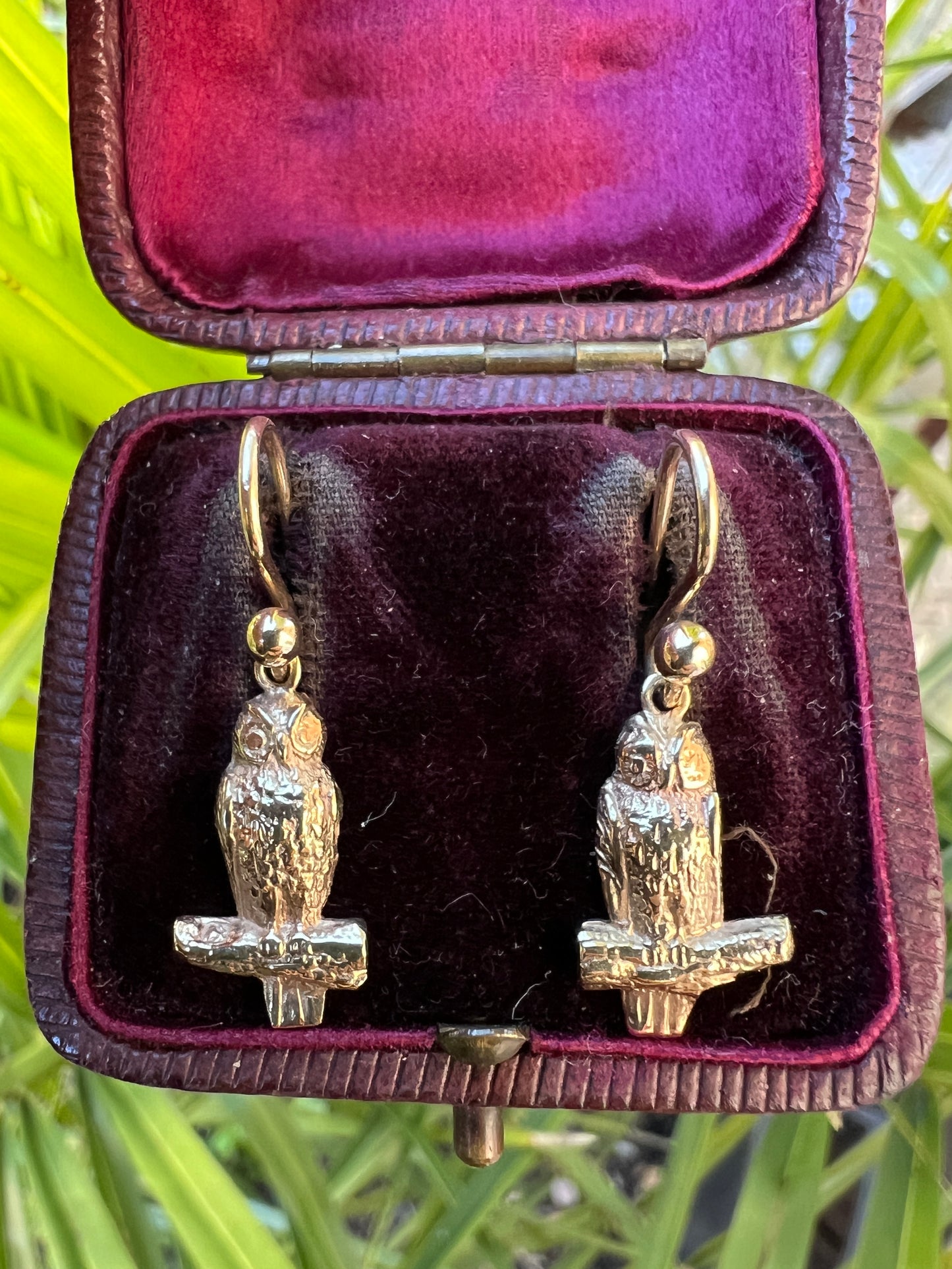 Vintage 9CT Gold Dangling Owl Earrings