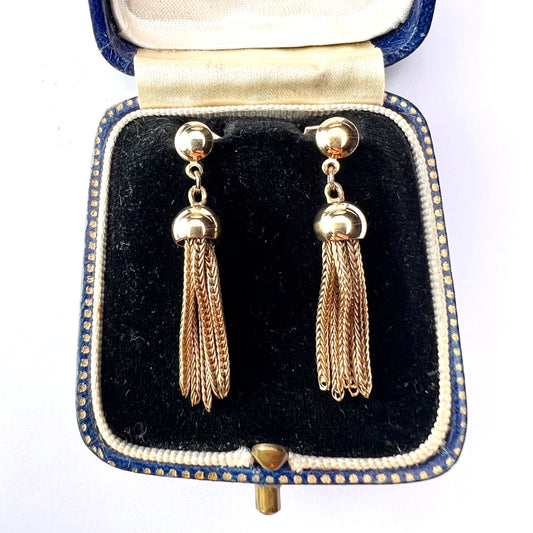 Vintage 9CT Gold Foxtail Chain Tassel Earrings