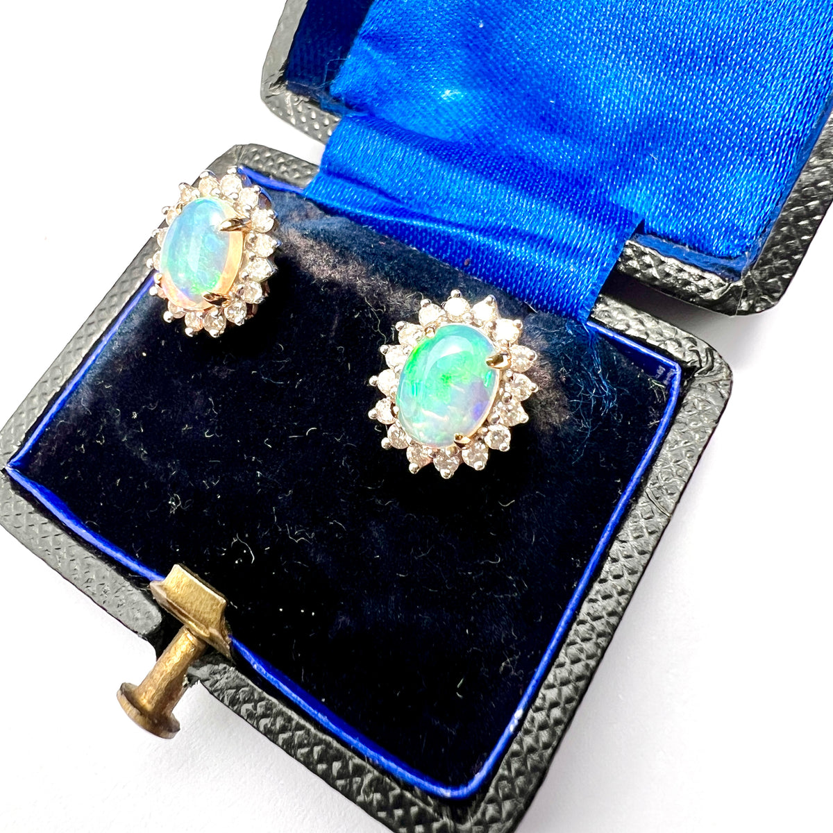 Vintage 14CT Gold Diamond and Opal Halo Studs
