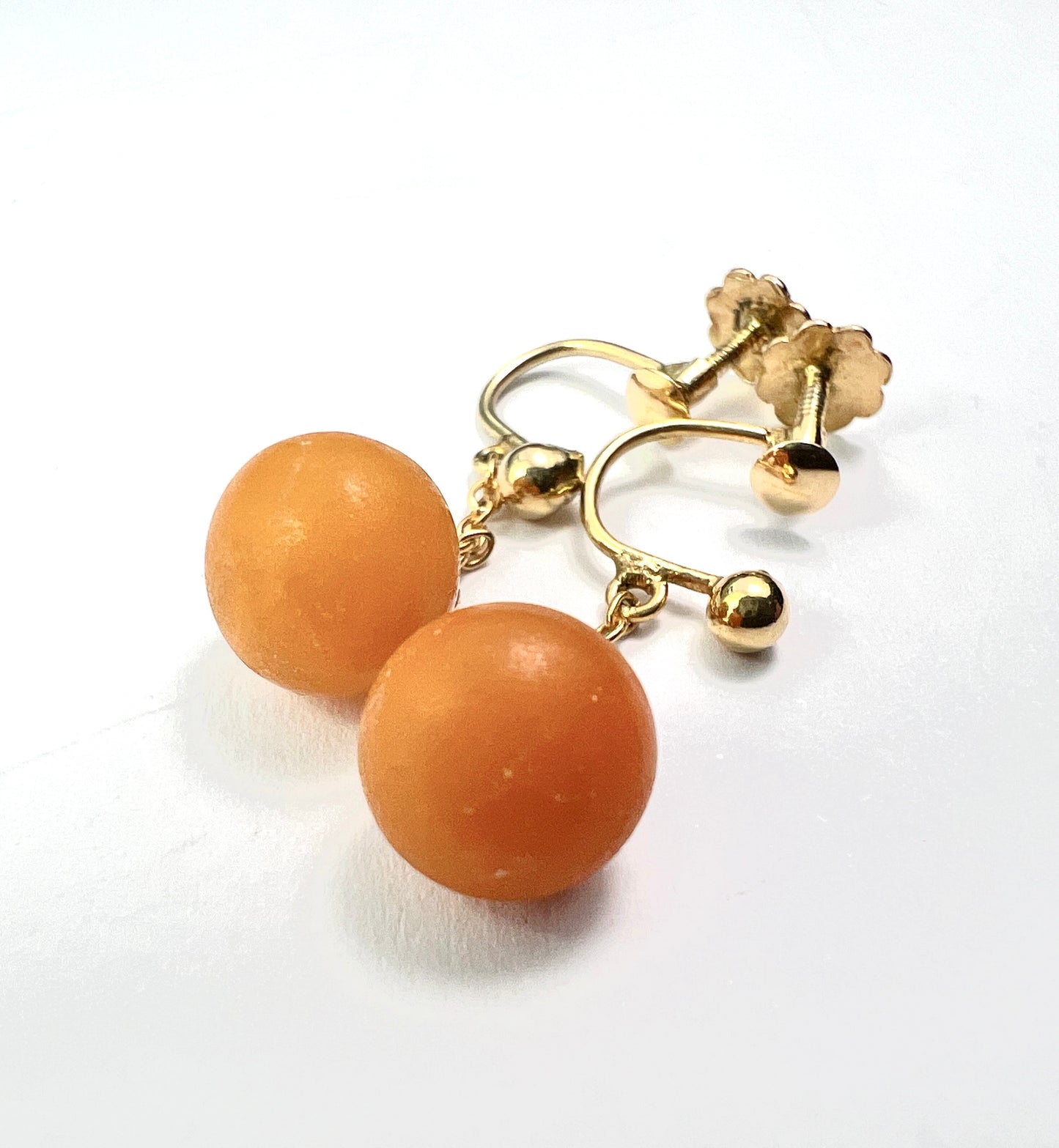 Edwardian Amber Chain Drop Earrings in 9CT Gold
