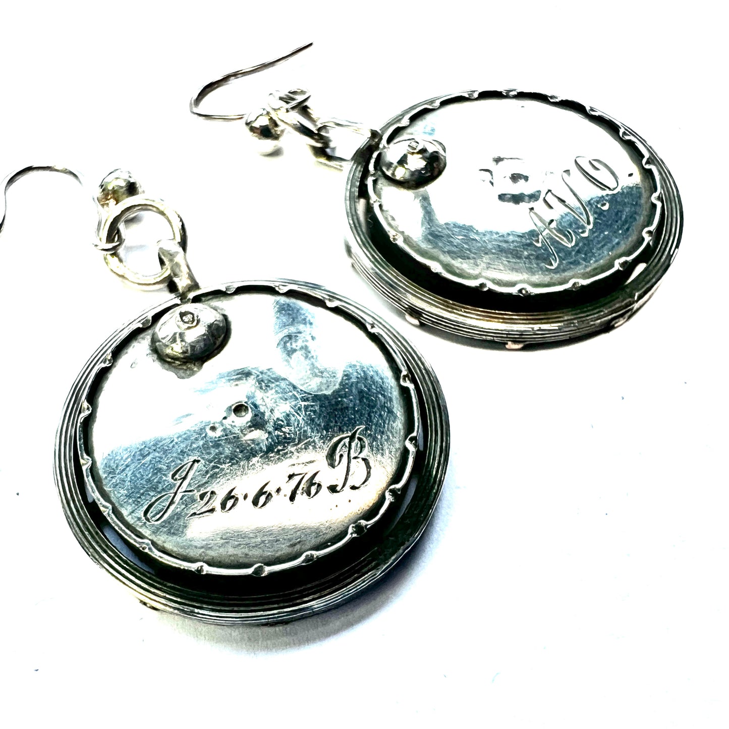 Victorian Floral Pietra Dura Silver Wheel Earrings