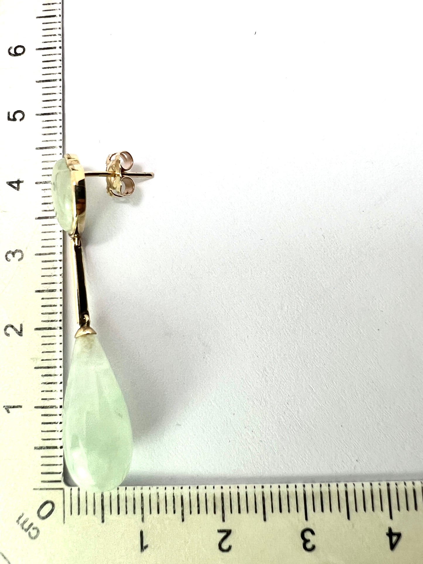 Vintage 9CT Gold Jade Heart Teardrop Earrings