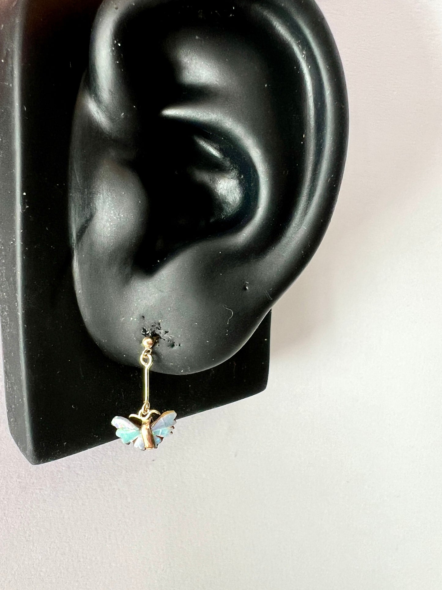 Tiny Vintage 9CT Gold Opal Dangling Butterfly Earrings and Necklace