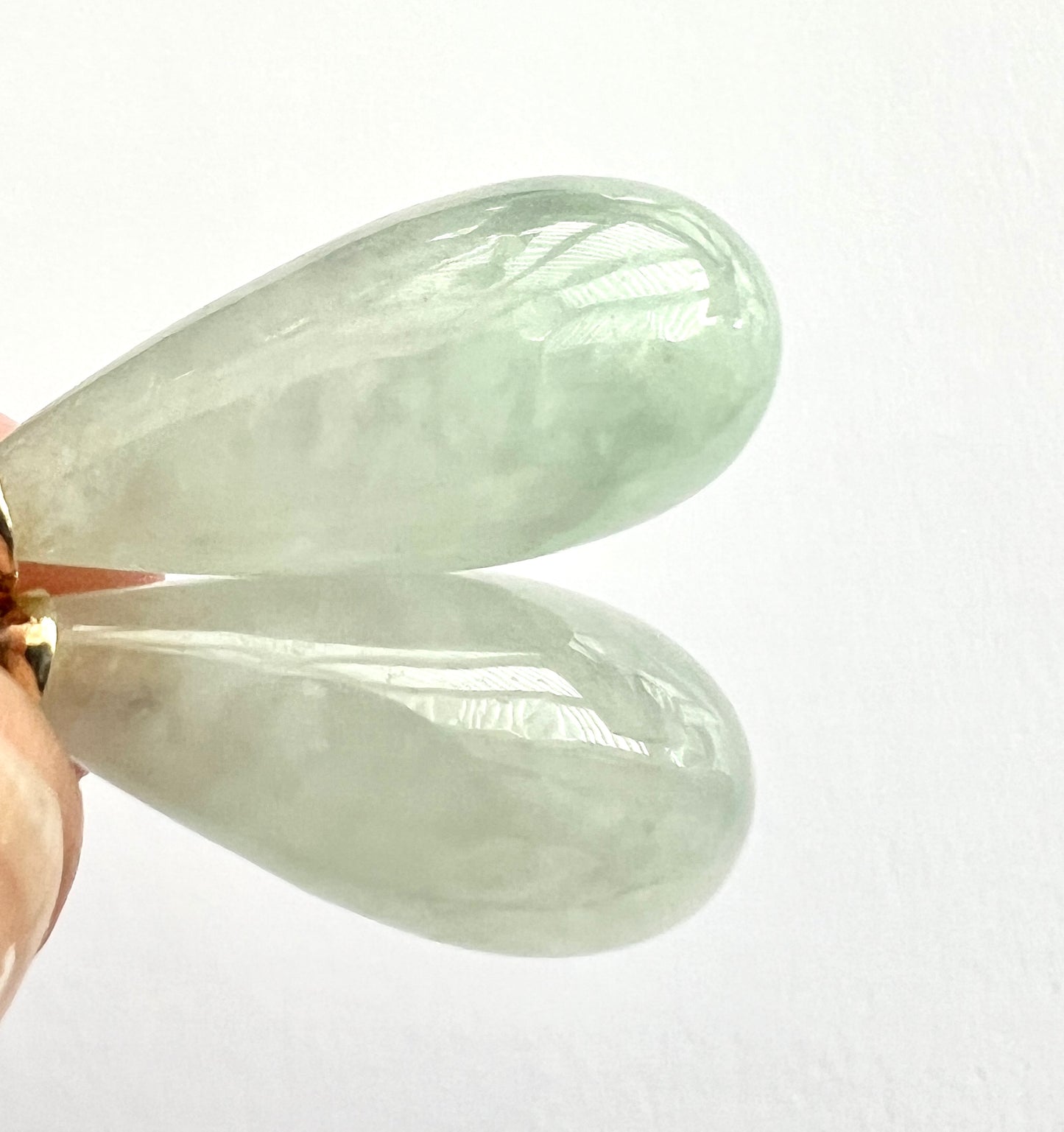 Vintage 9CT Gold Jade Heart Teardrop Earrings