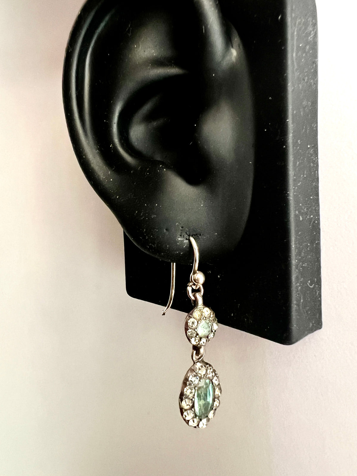 Georgian/Early Victorian Silver Paste Aquamarine Halo Earrings