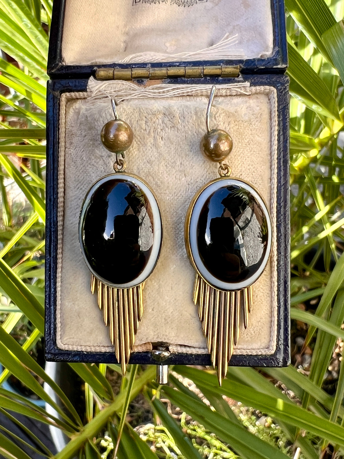 Victorian Bullseye Agate Fringe Earrings