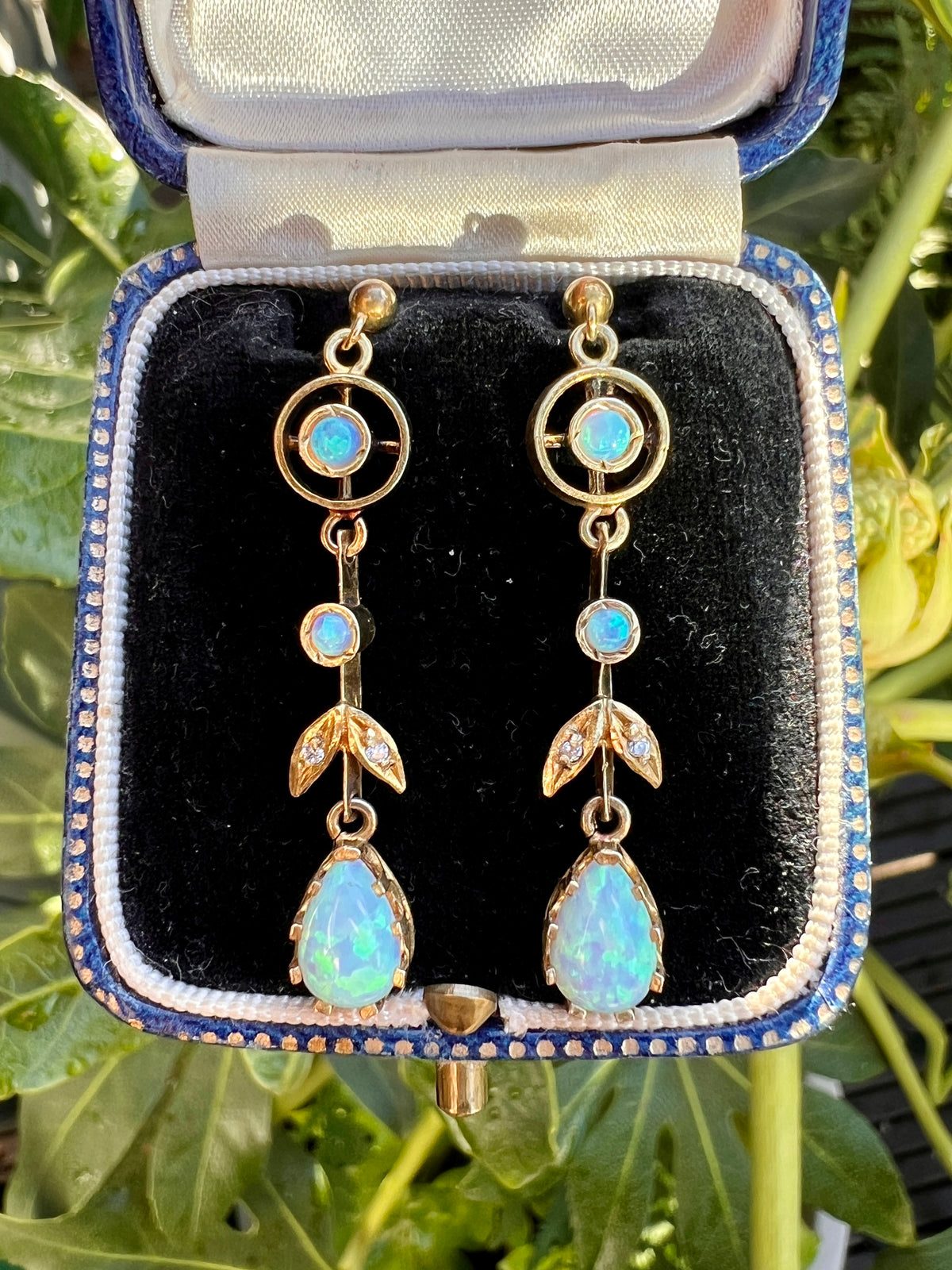 Vintage Edwardian Style Opal Drop Earrings