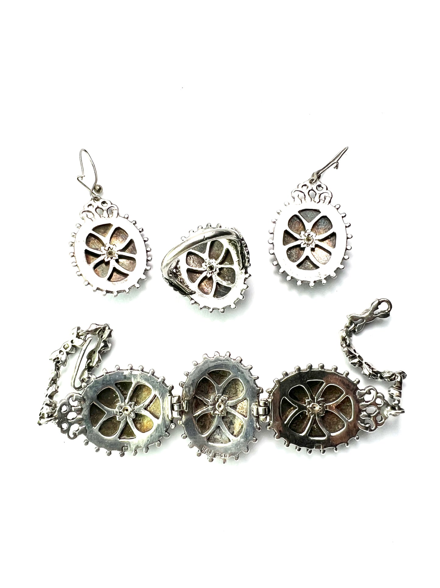 Vintage Enamelled Silver Earrings, Bracelet and Ring by Harold Arthur Lazarus