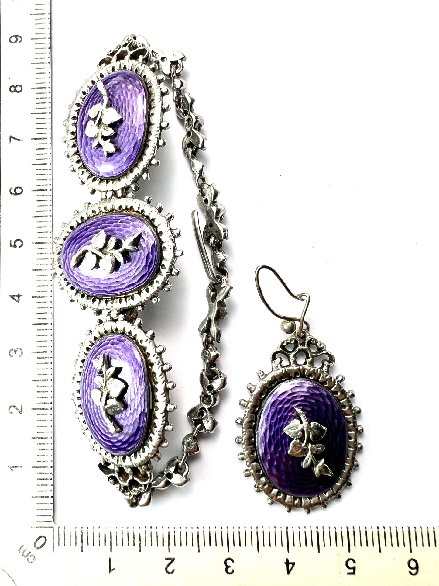 Vintage Enamelled Silver Earrings, Bracelet and Ring by Harold Arthur Lazarus