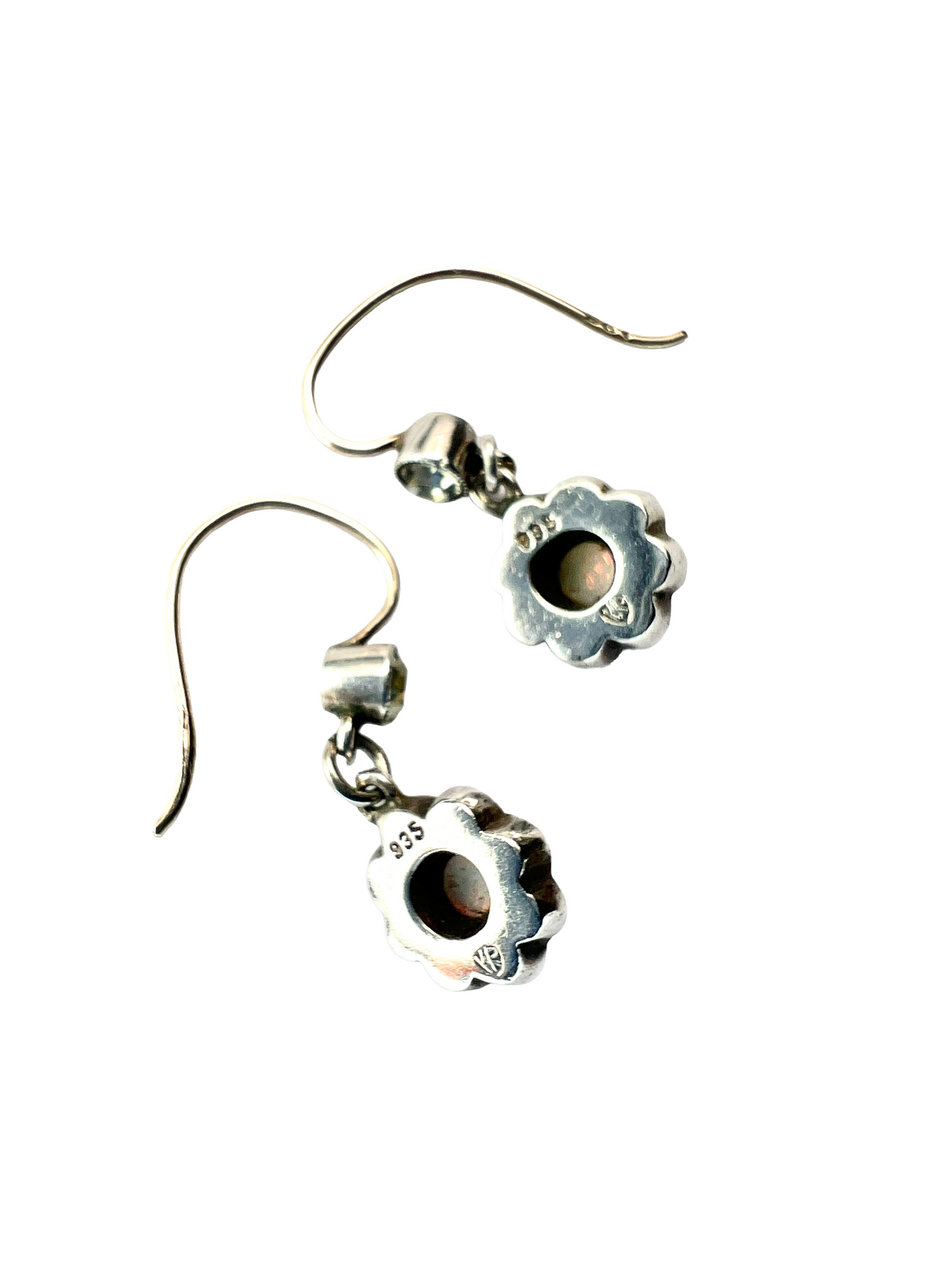 Antique Knoll & Pregizer Gold and Silver Opal and Paste Diamond Earrings