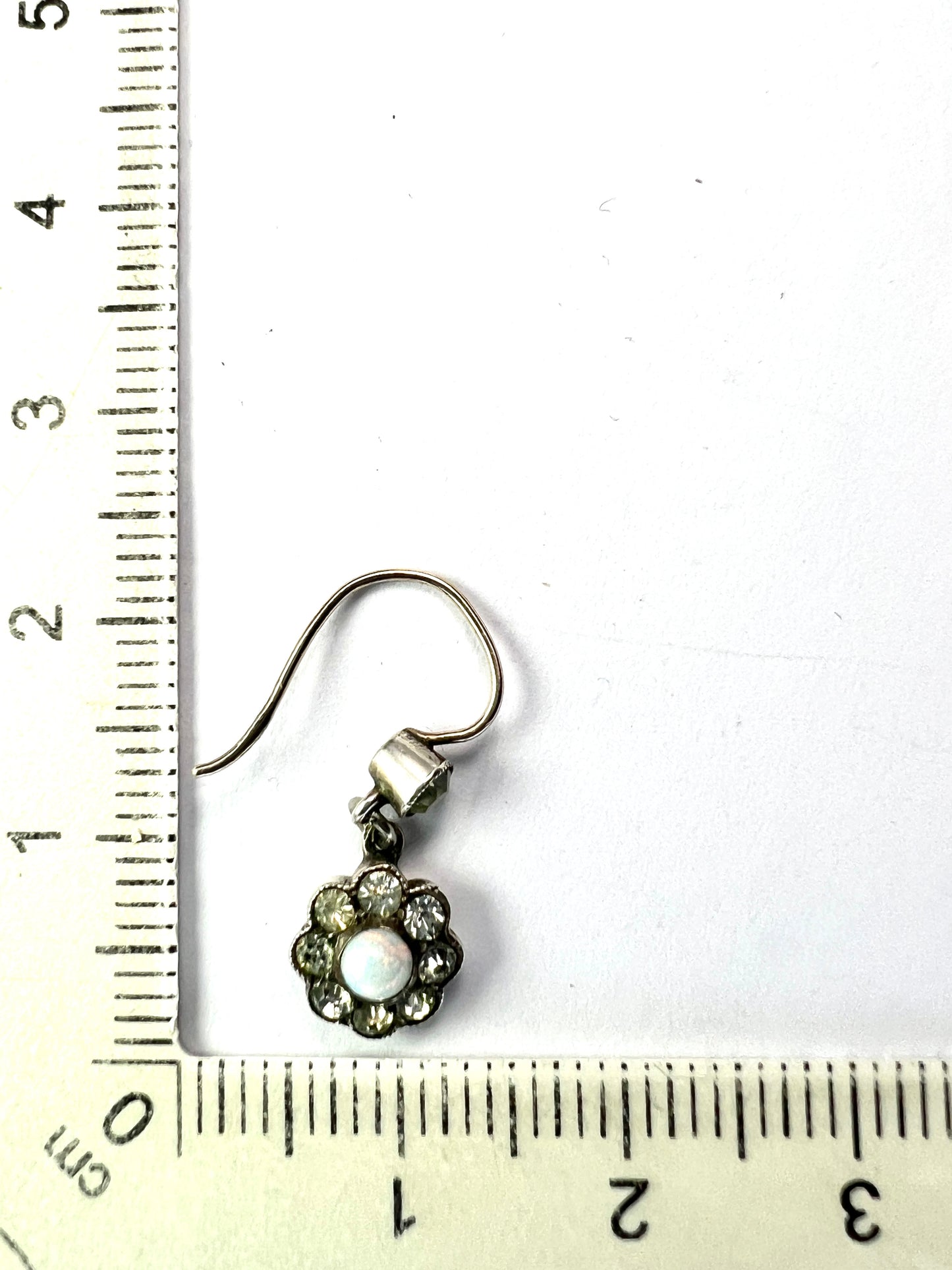 Antique Knoll & Pregizer Gold and Silver Opal and Paste Diamond Earrings