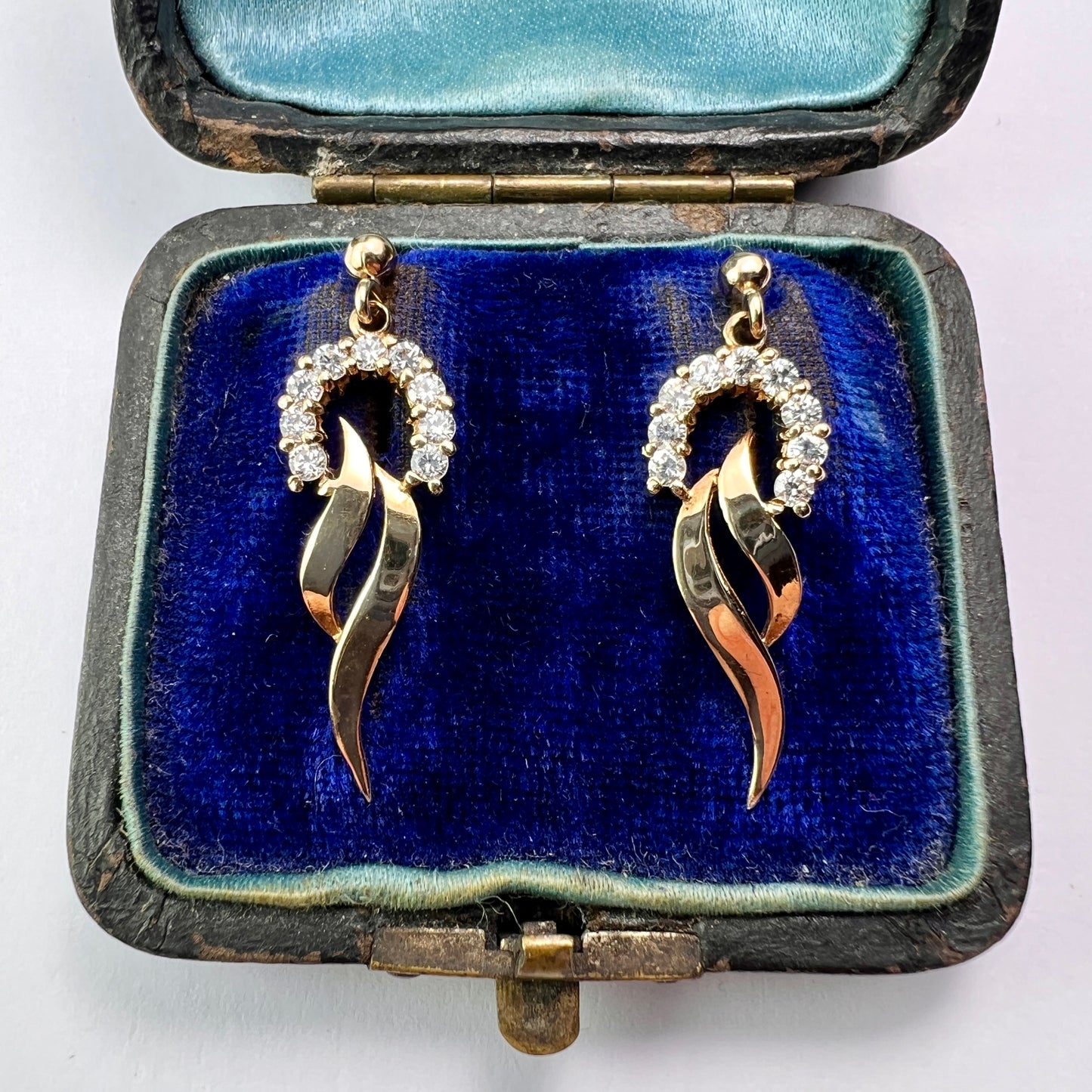 Vintage 9CT Gold Sparkling Horseshoe Drop Earrings