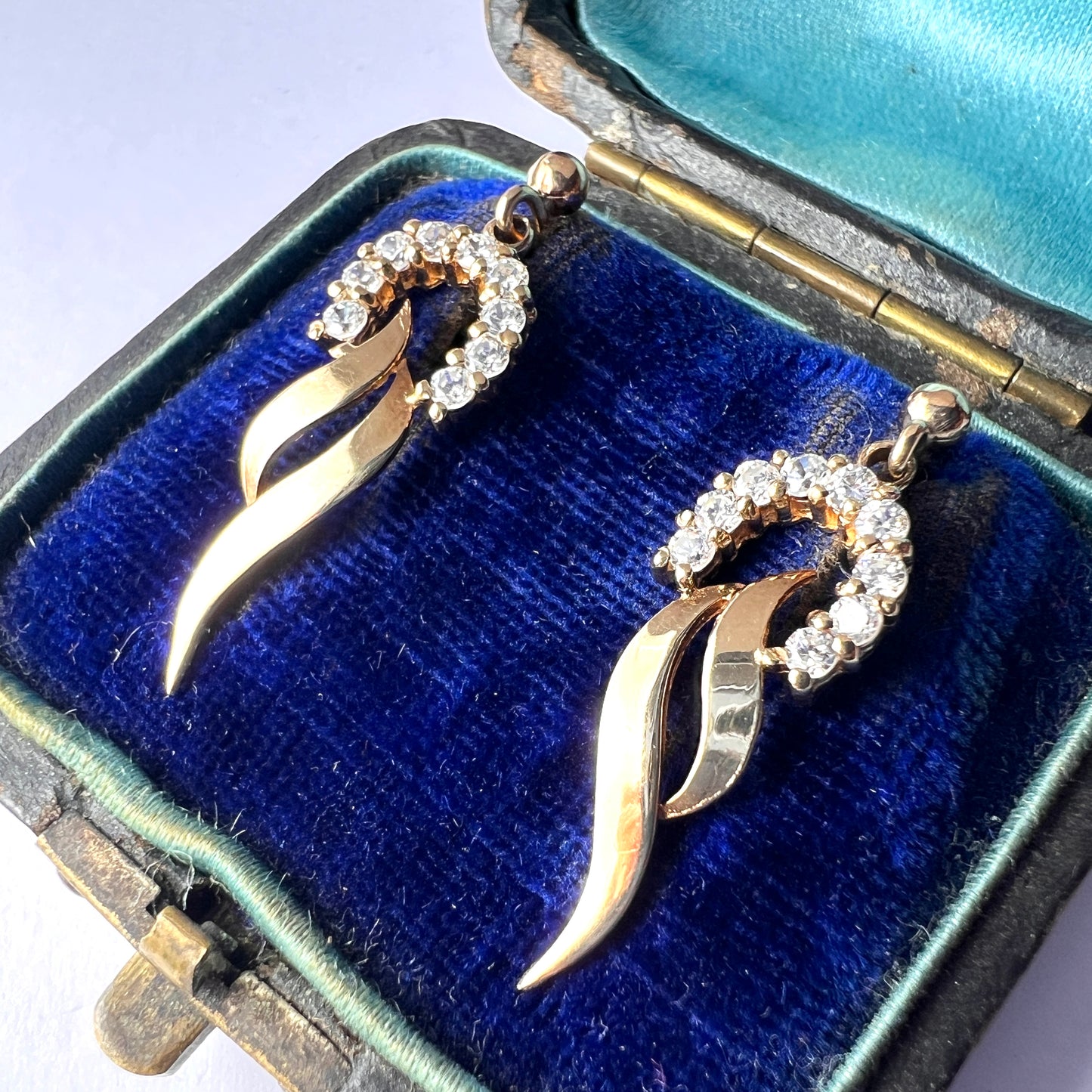 Vintage 9CT Gold Sparkling Horseshoe Drop Earrings