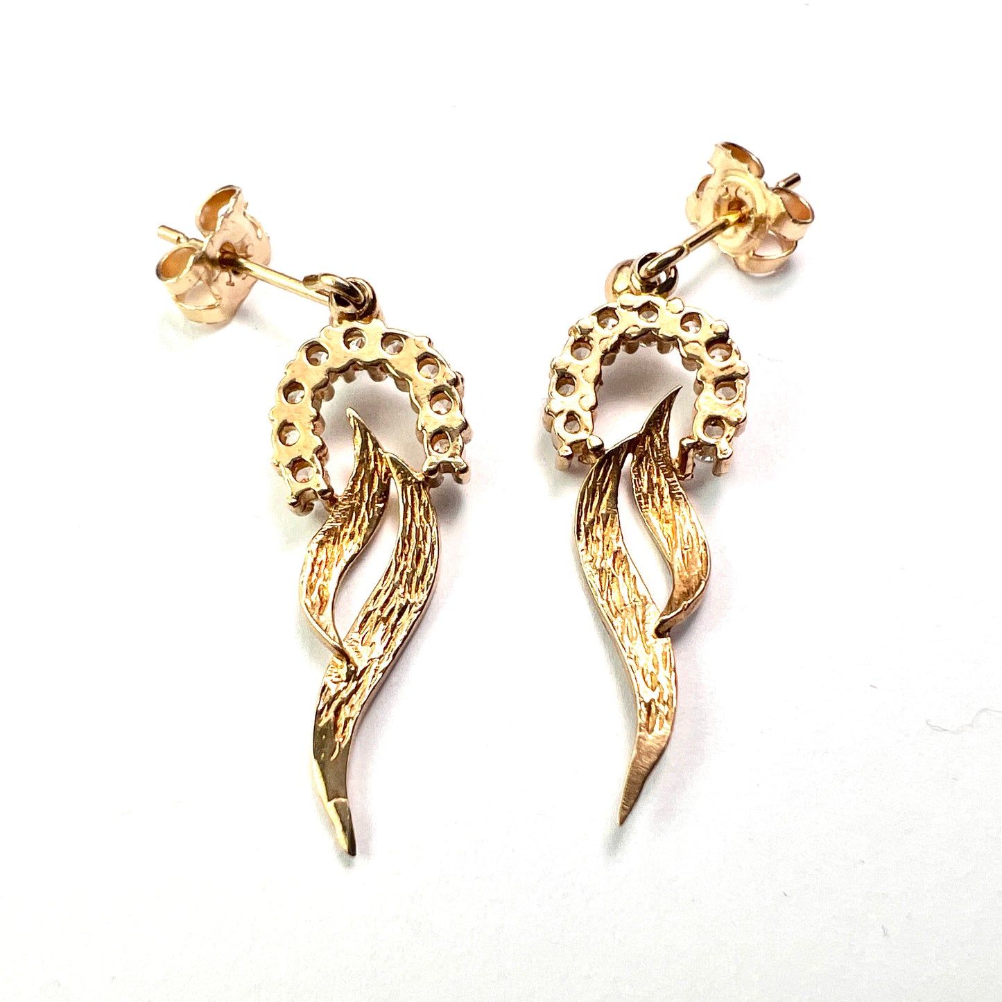 Vintage 9CT Gold Sparkling Horseshoe Drop Earrings