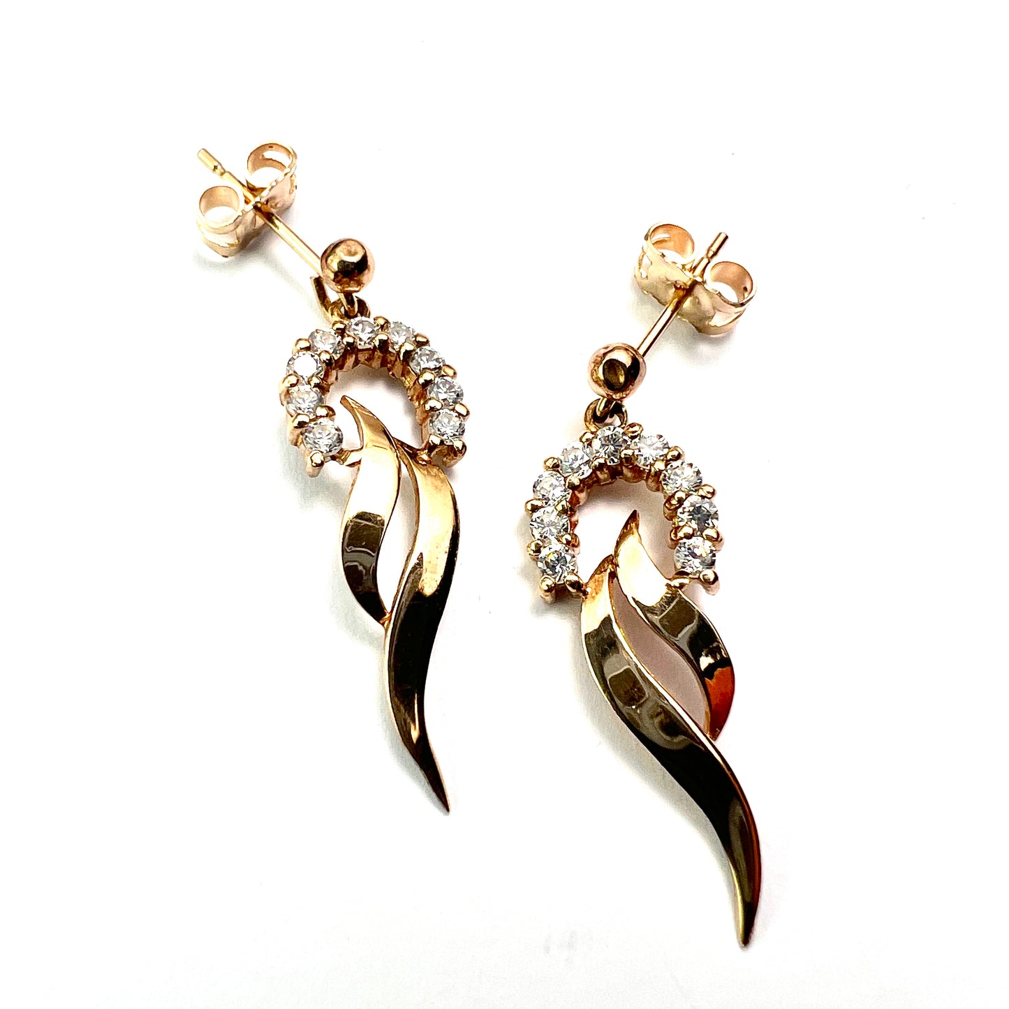 Vintage 9CT Gold Sparkling Horseshoe Drop Earrings