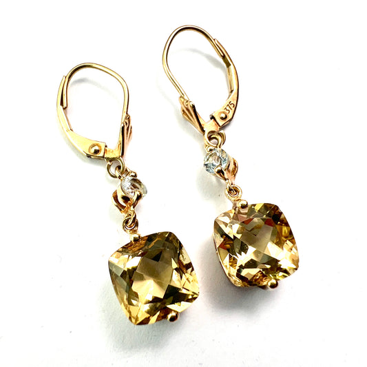 Vintage Citrine 9CT Gold Drop Earrings