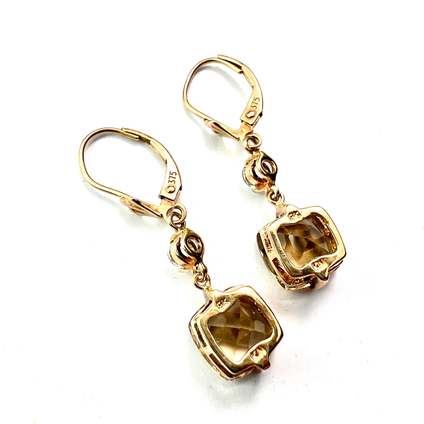 Vintage Citrine 9CT Gold Drop Earrings