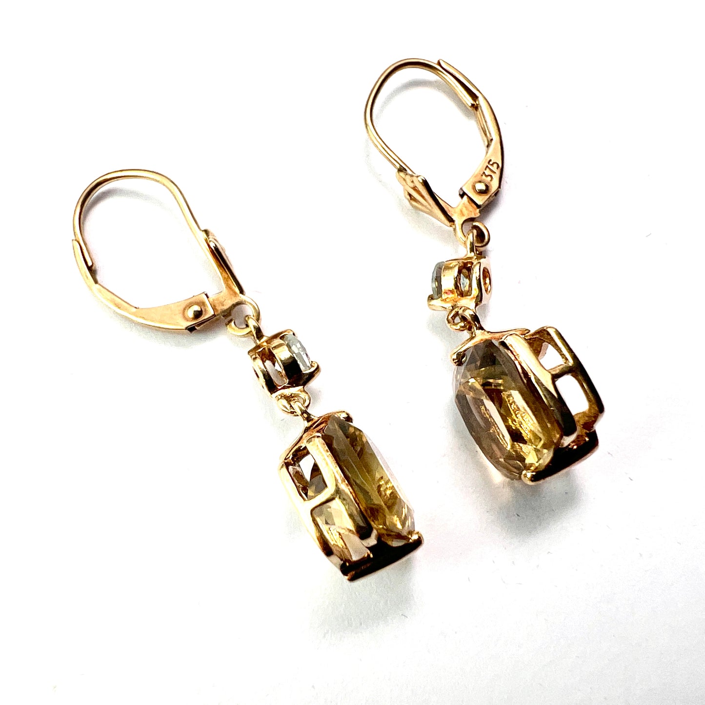 Vintage Citrine 9CT Gold Drop Earrings