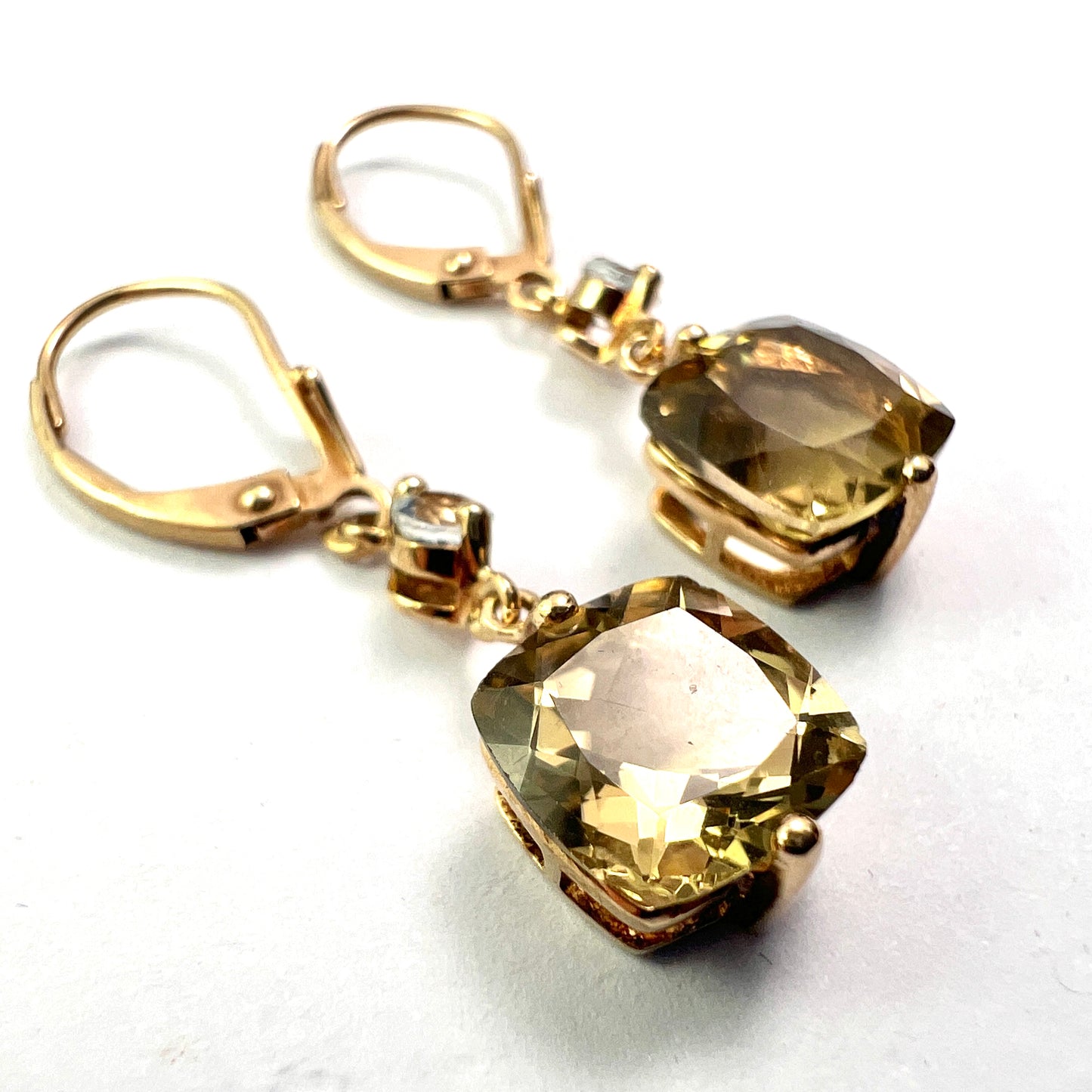 Vintage Citrine 9CT Gold Drop Earrings