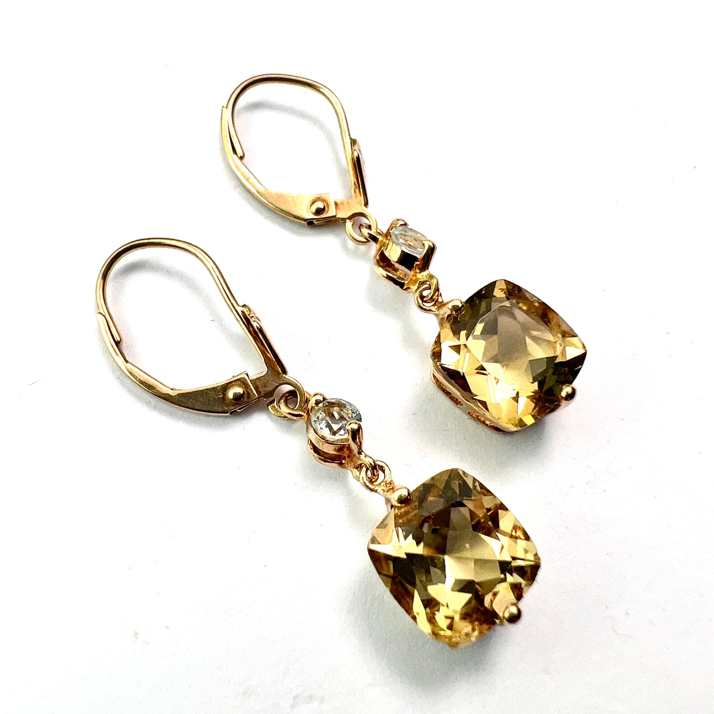 Vintage Citrine 9CT Gold Drop Earrings