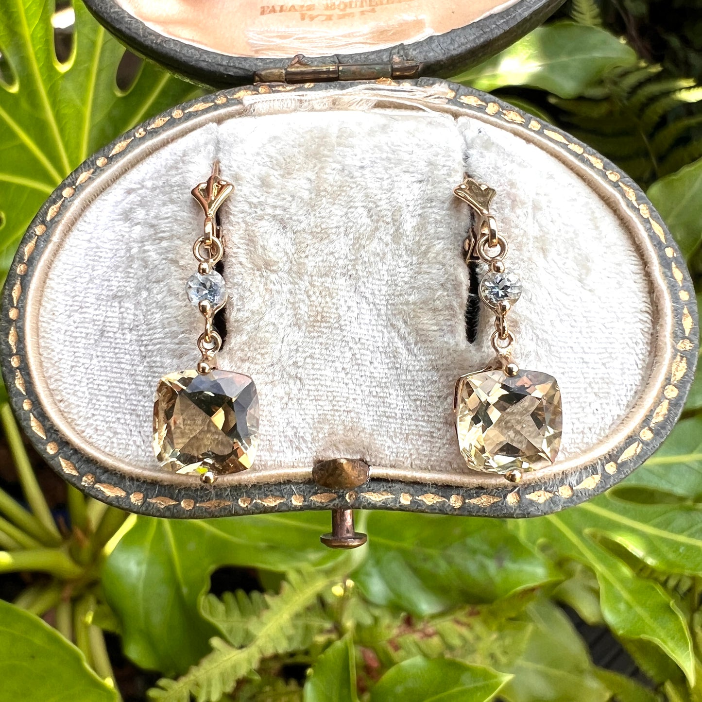 Vintage Citrine 9CT Gold Drop Earrings