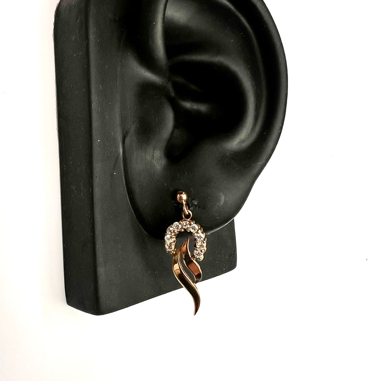 Vintage 9CT Gold Sparkling Horseshoe Drop Earrings