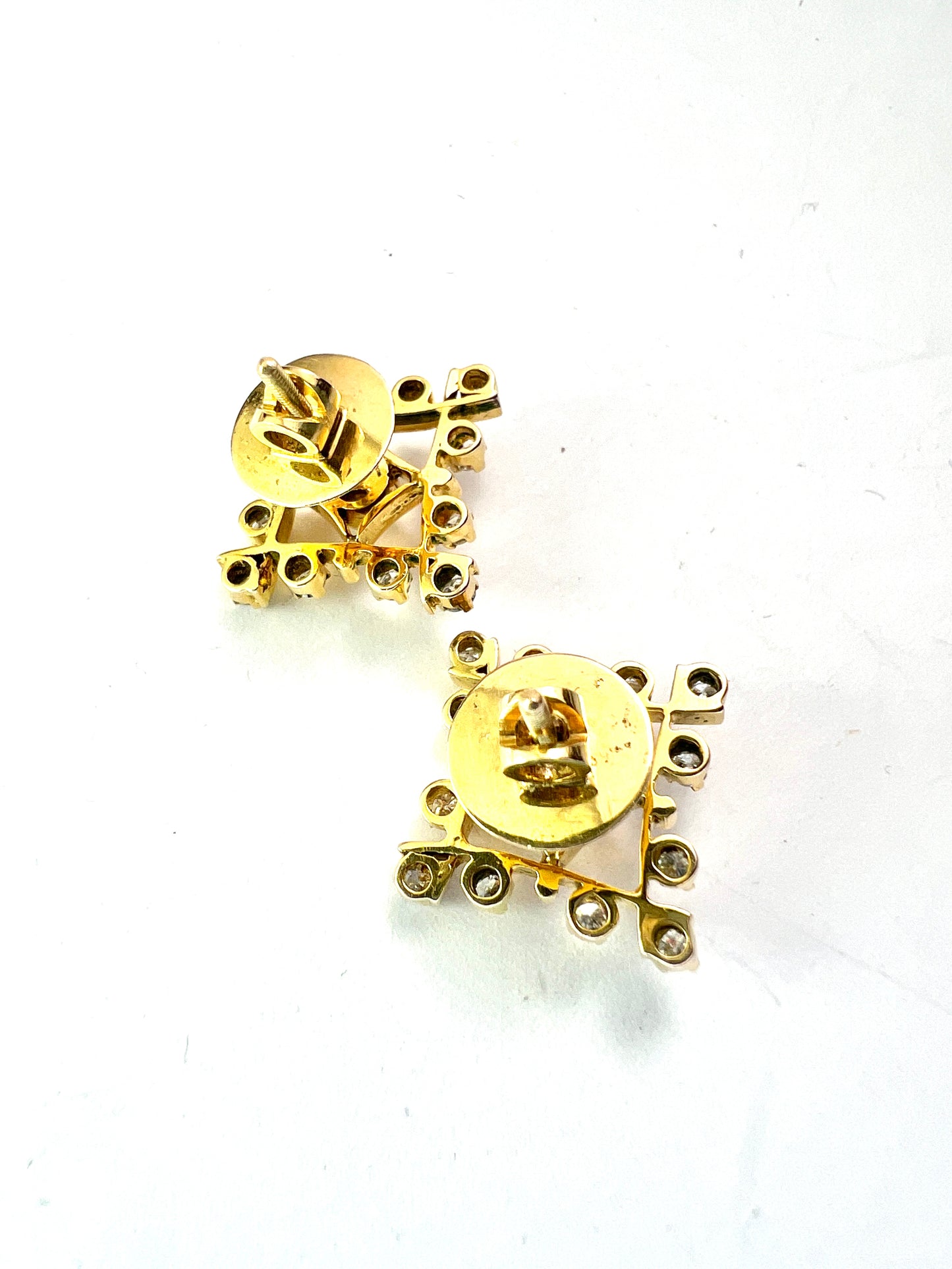 Vintage Diamond and Pearl Gold Stud Earrings