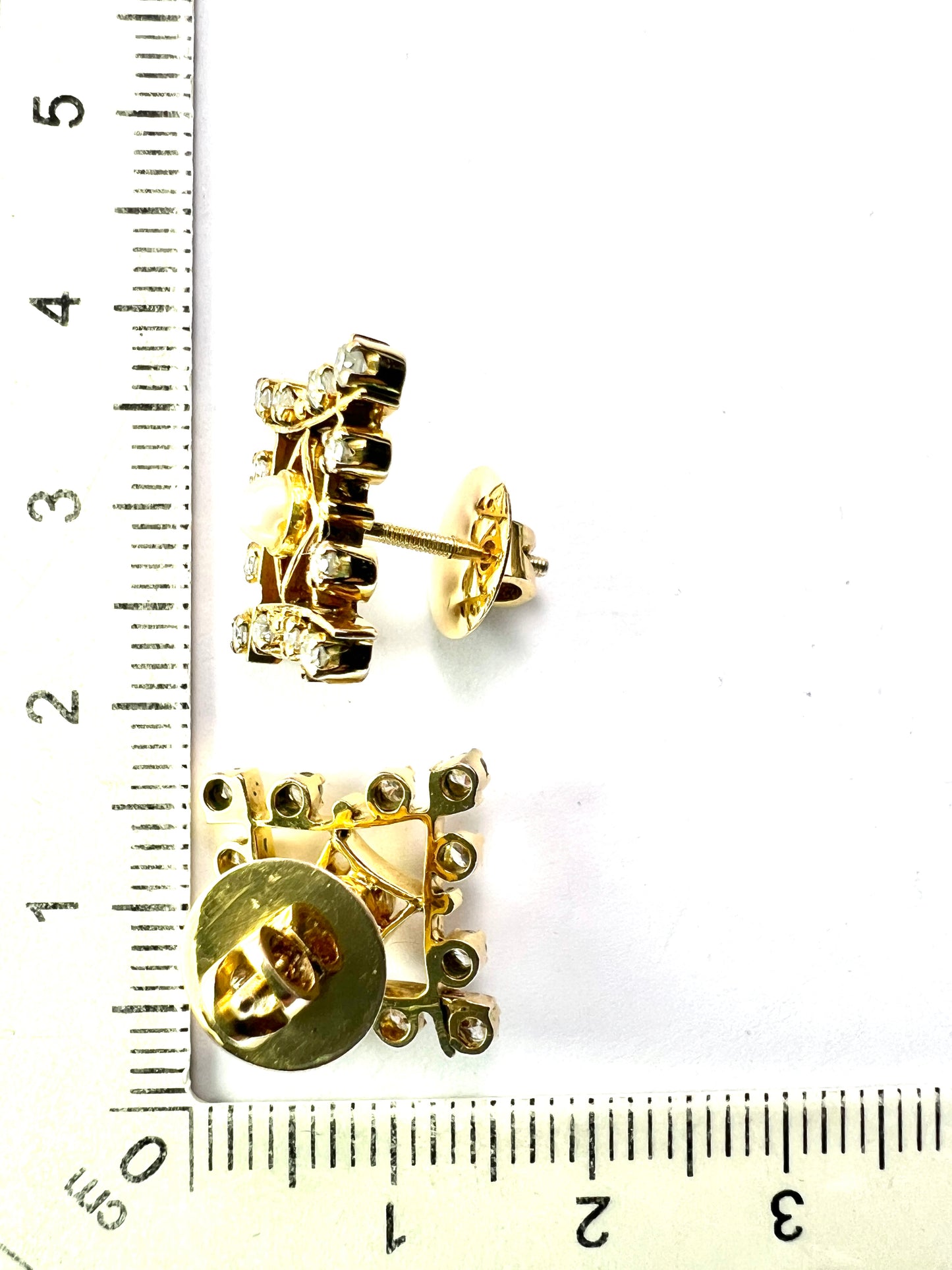 Vintage Diamond and Pearl Gold Stud Earrings