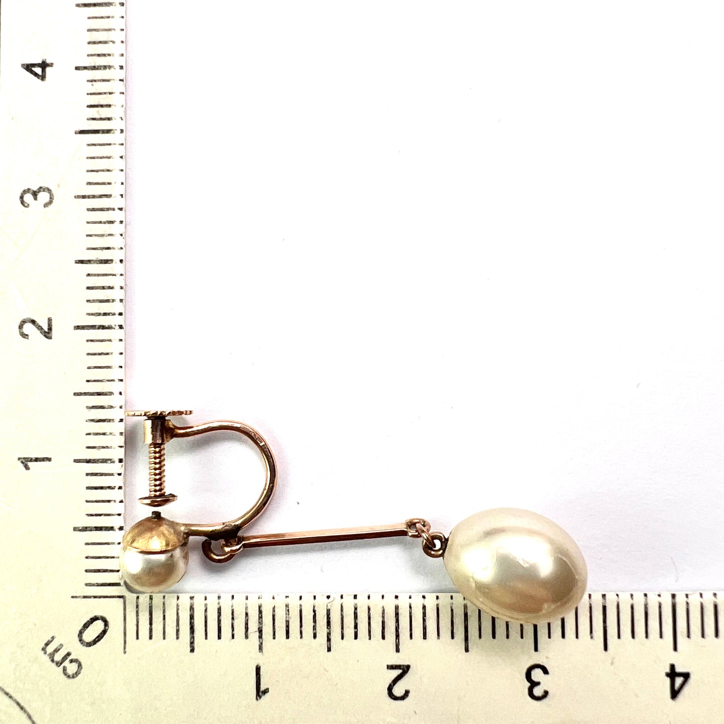 Edwardian 9CT Gold Faux Pearl Screwback Earrings