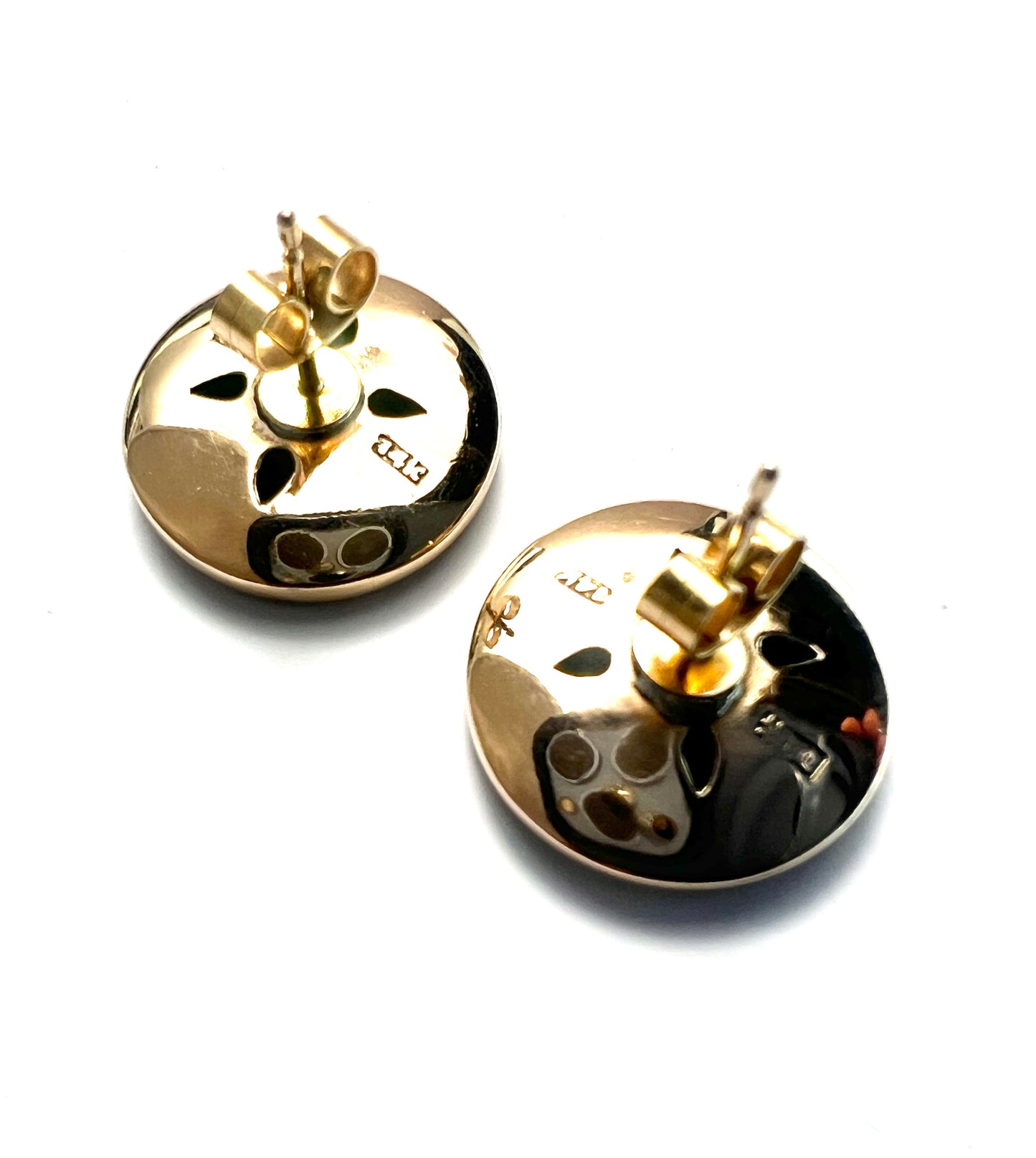 Vintage 14CT Gold Jade Torus Stud Earrings