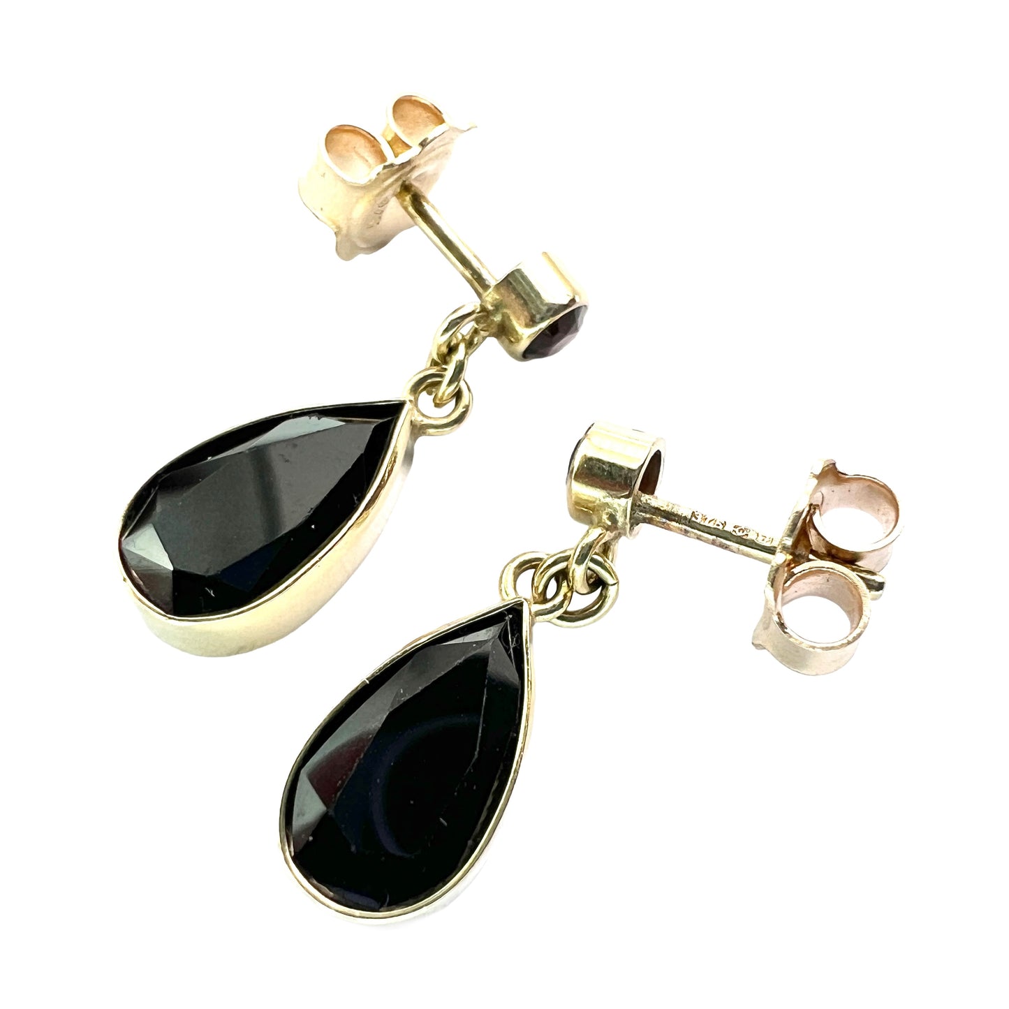 Vintage 9CT Gold Garnet Drop Earrings