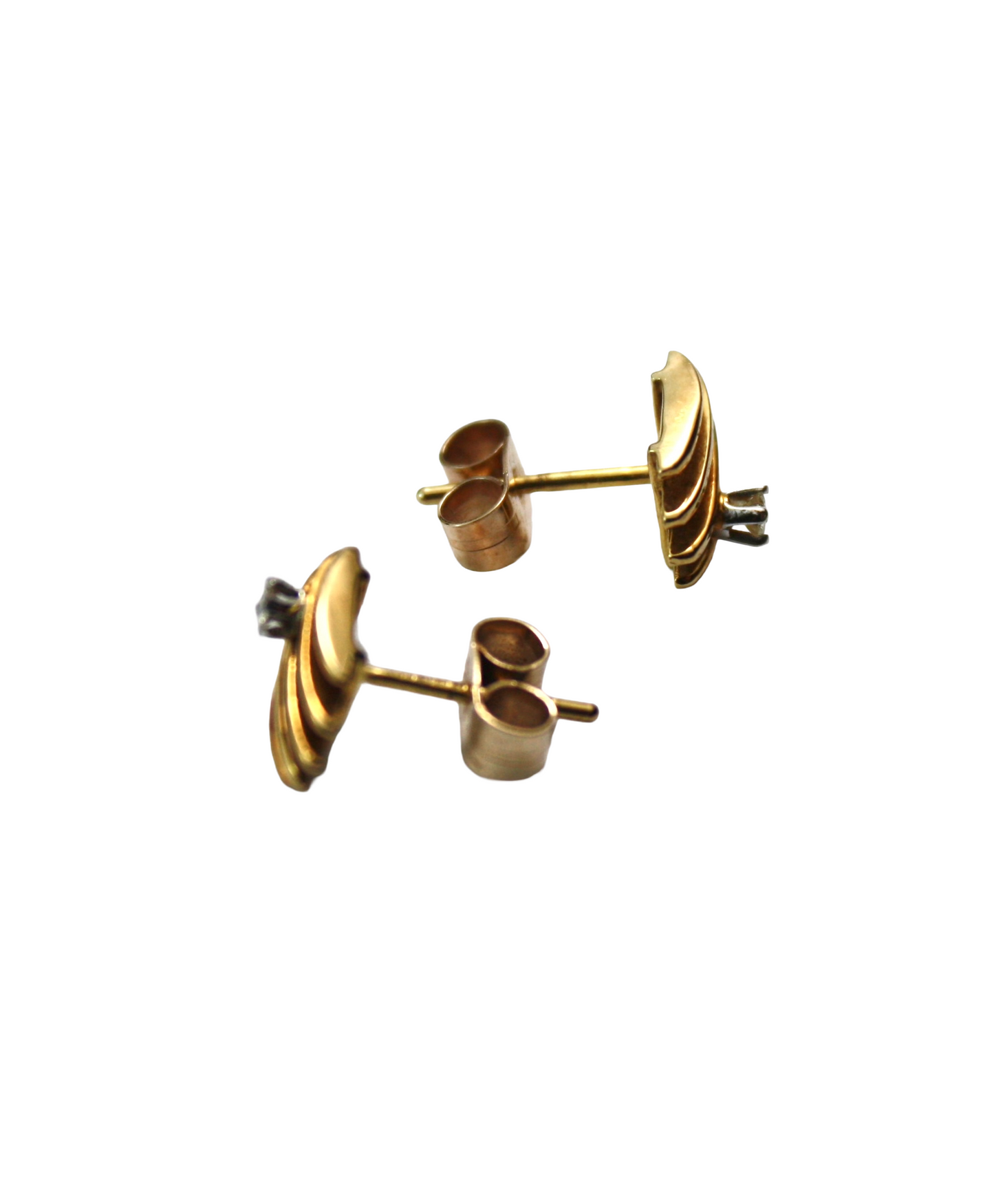 Vintage 9CT Gold Diamond Modernist Studs • Boxed Mappin & Webb Earrings
