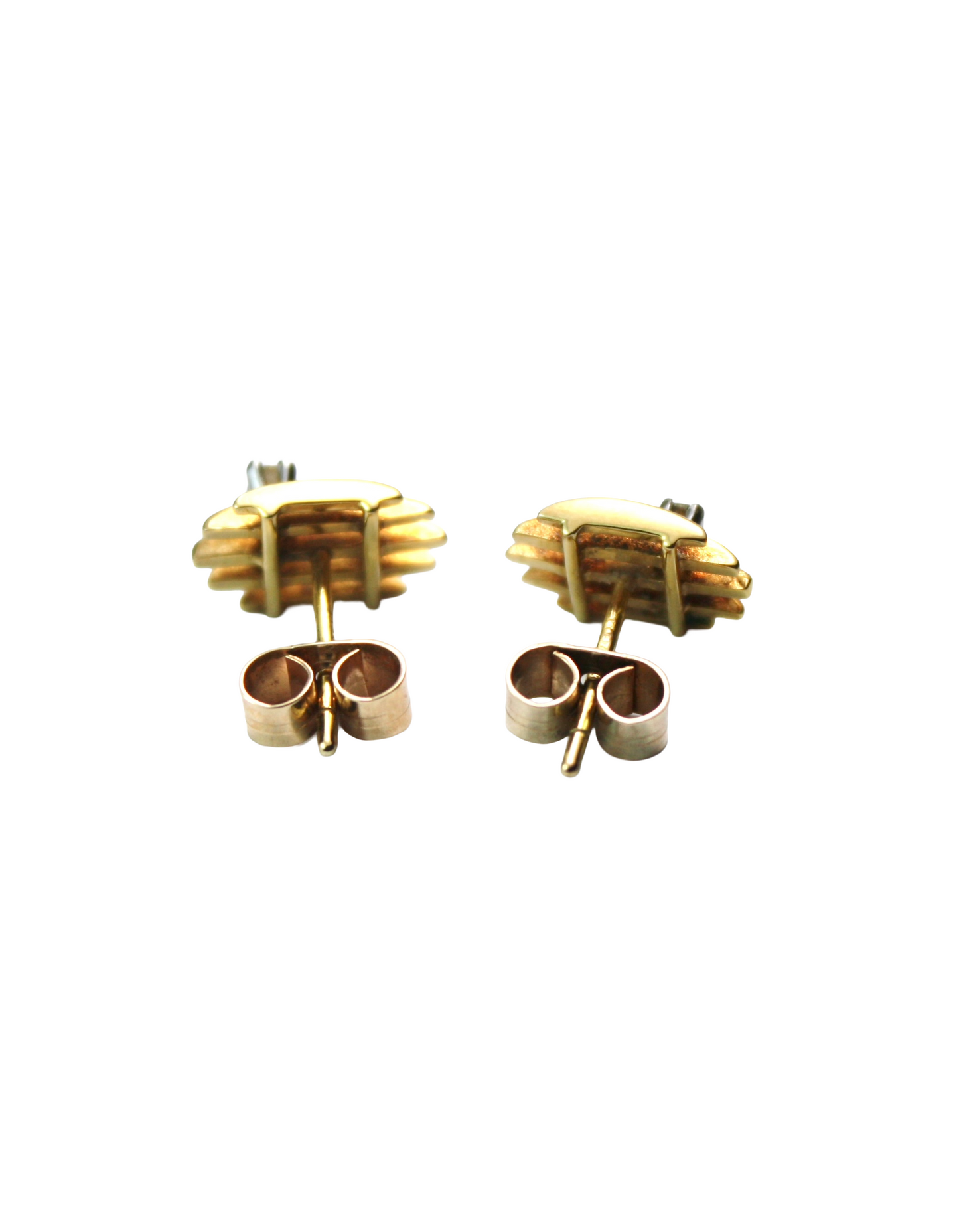 Vintage 9CT Gold Diamond Modernist Studs • Boxed Mappin & Webb Earrings