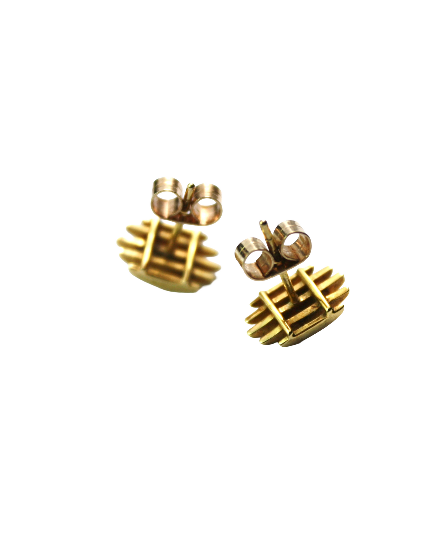 Vintage 9CT Gold Diamond Modernist Studs • Boxed Mappin & Webb Earrings