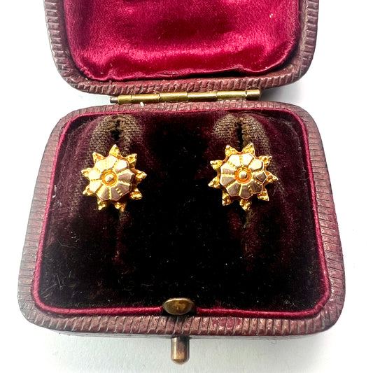 Victorian Style 9CT Gold Sunburst Stud Earrings