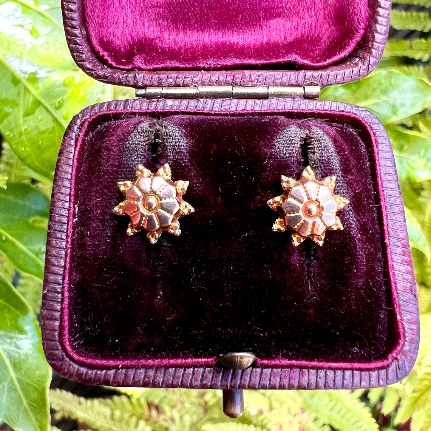 Victorian Style 9CT Gold Sunburst Stud Earrings