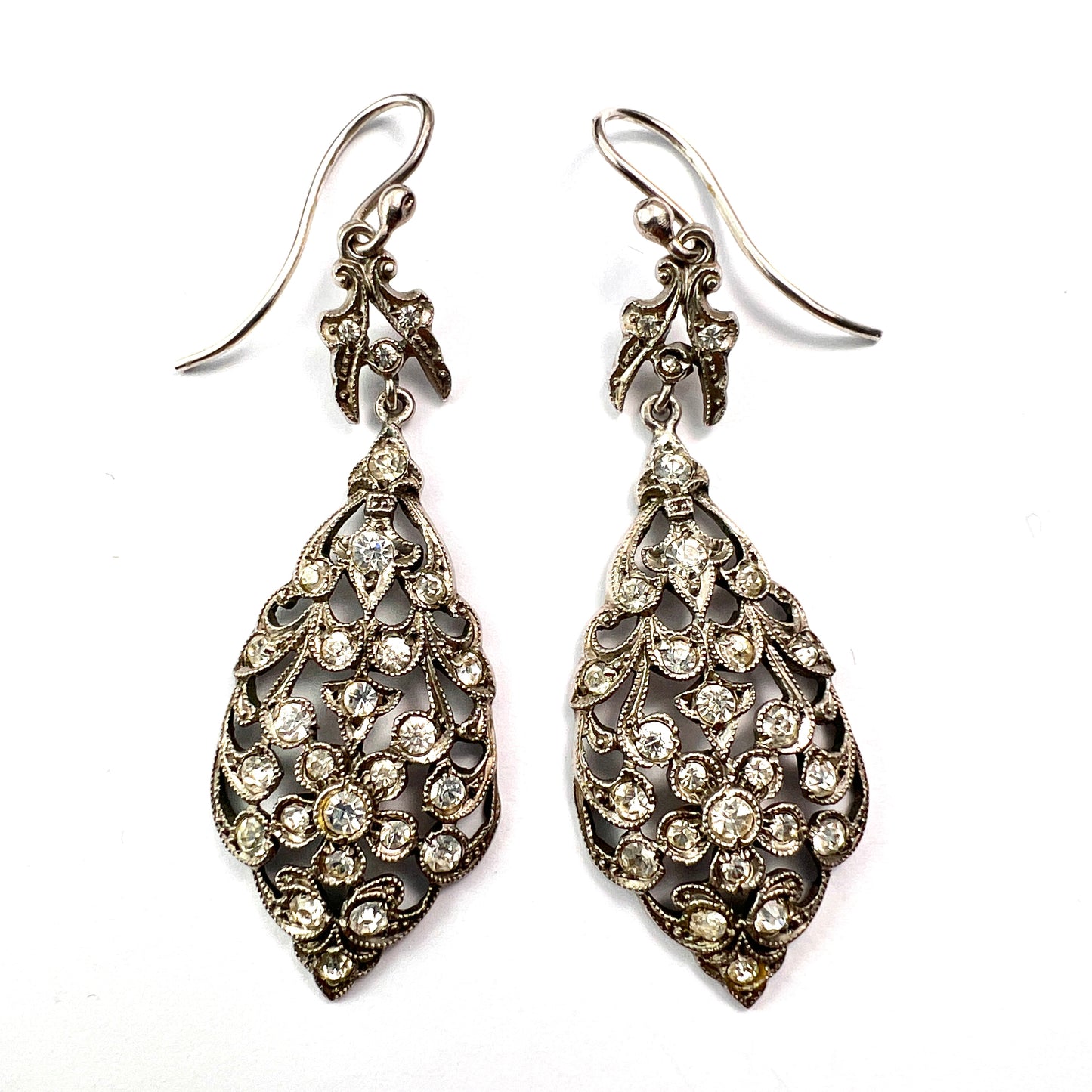 Victorian Silver Paste Chandelier Earrings
