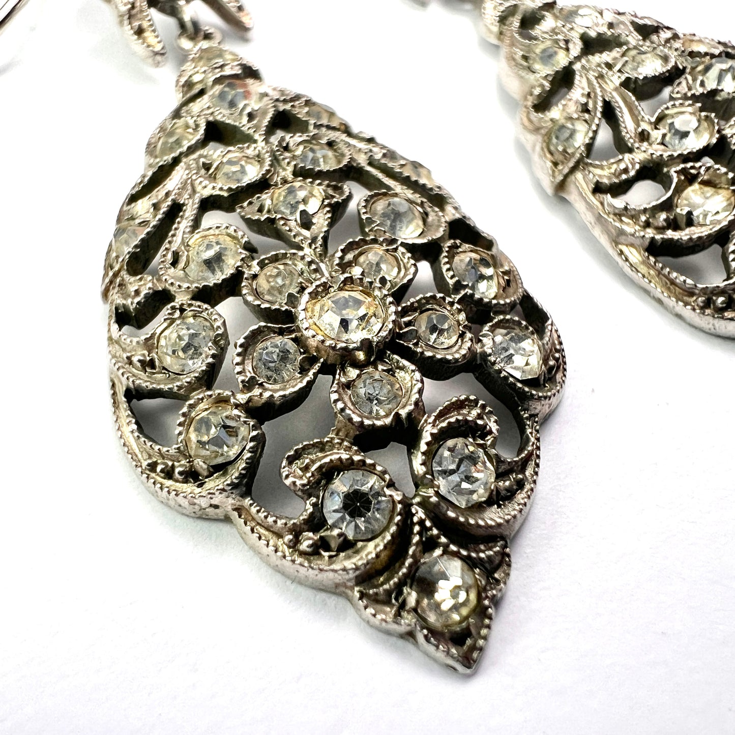 Victorian Silver Paste Chandelier Earrings