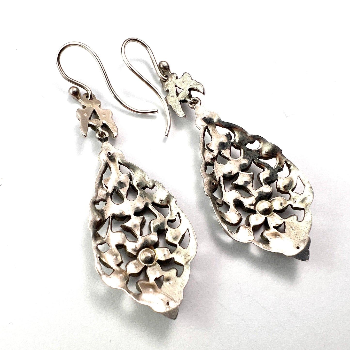 Victorian Silver Paste Chandelier Earrings