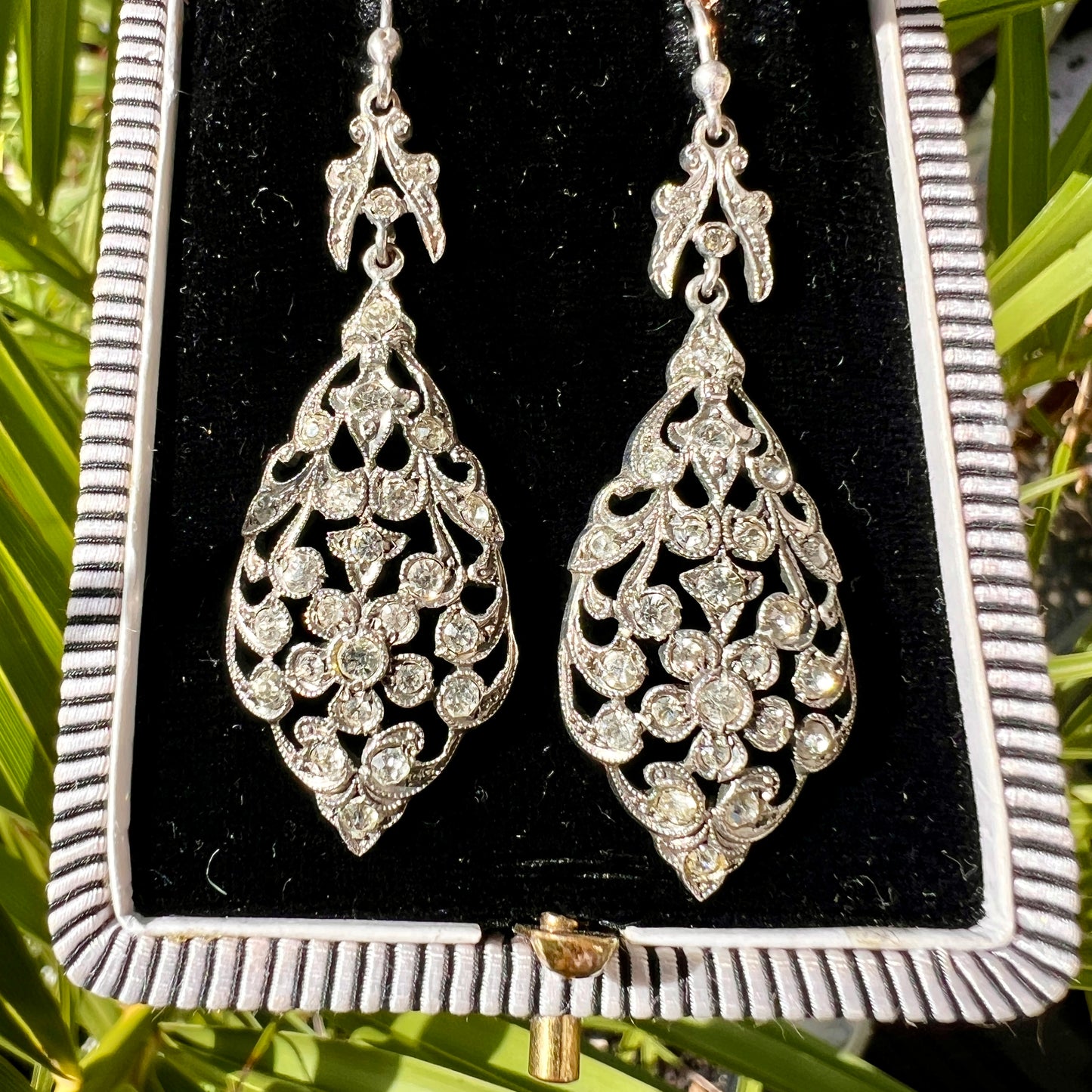 Victorian Silver Paste Chandelier Earrings