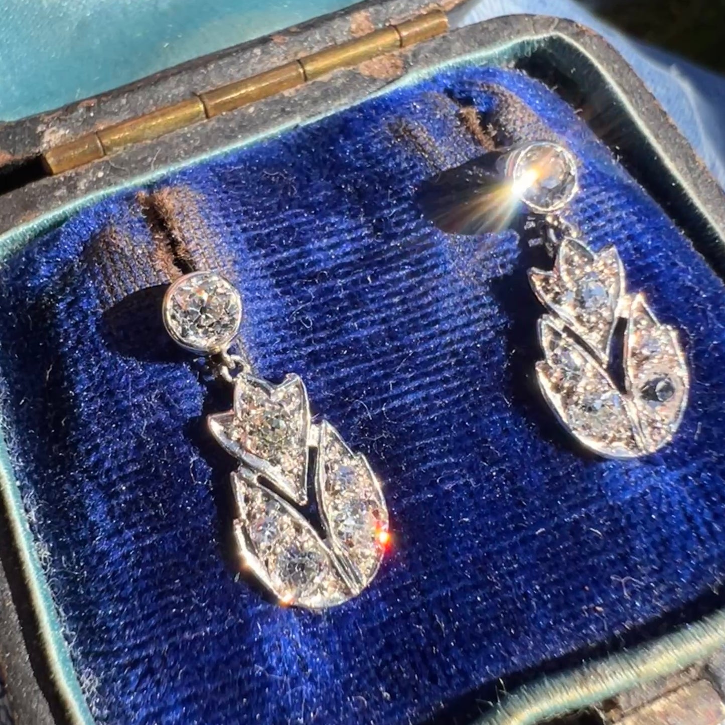 Edwardian Diamond and Platinum Drop Earrings