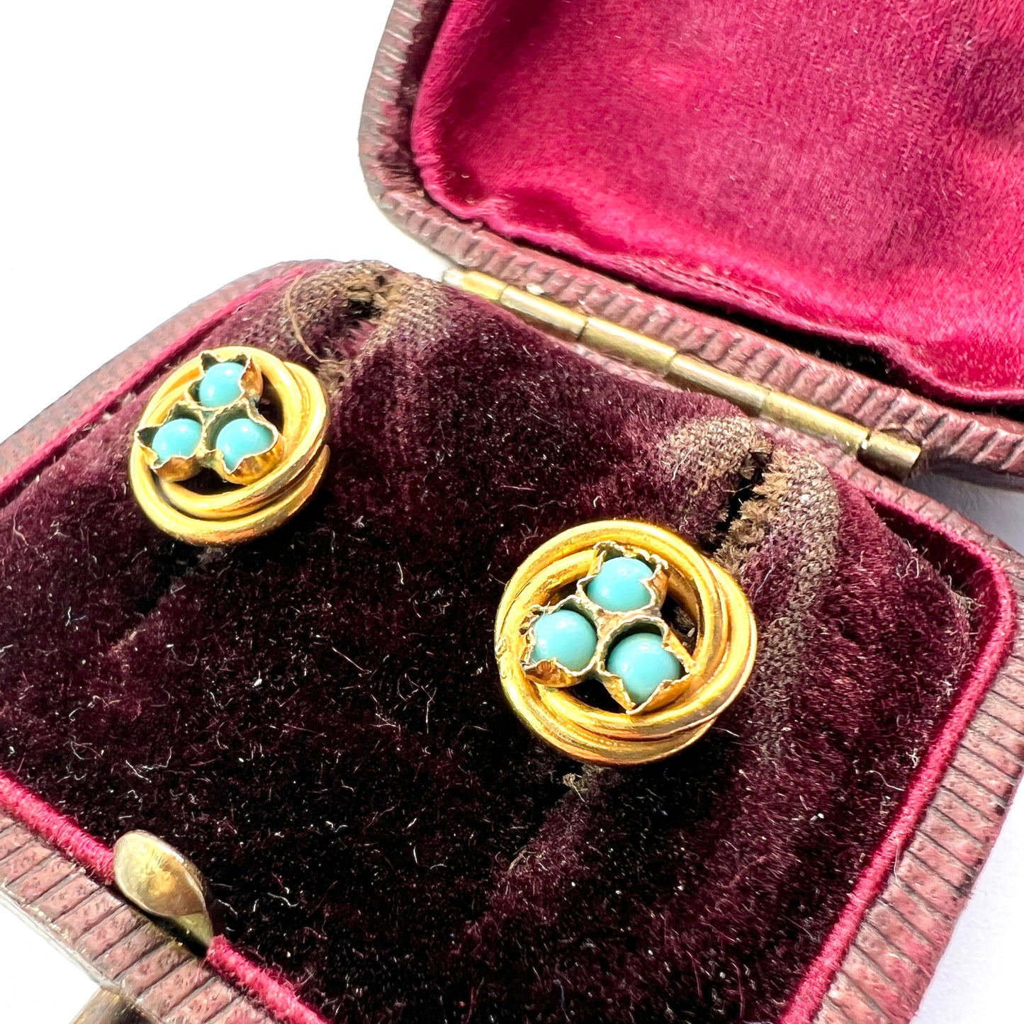 Victorian Turquoise Pinchbeck Stud Earrings