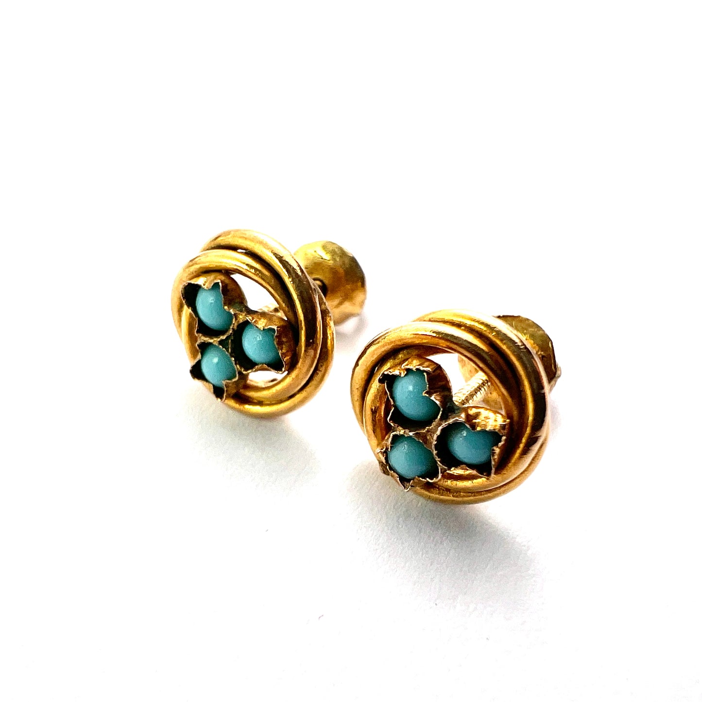 Victorian Turquoise Pinchbeck Stud Earrings