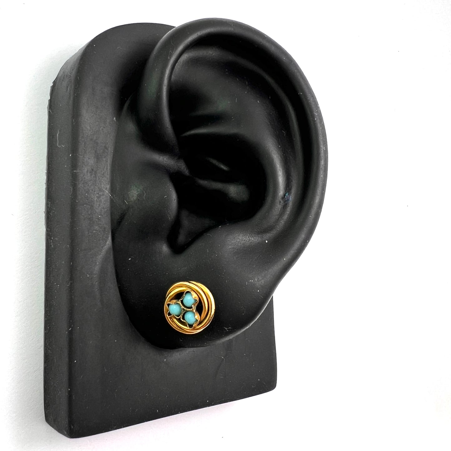 Victorian Turquoise Pinchbeck Stud Earrings