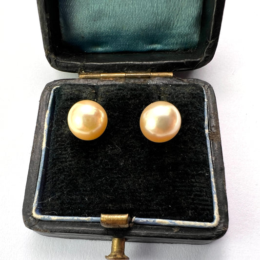 Vintage Cultured Pearl Stud Earrings in 9CT Gold